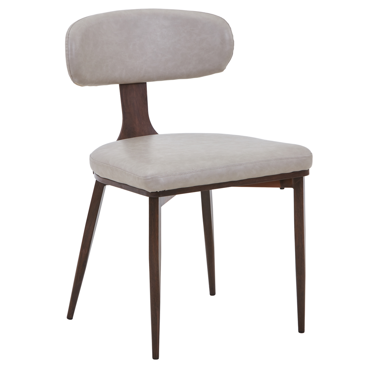Dilenny Leather Dining Chair with Brown Finish Steel Legs
