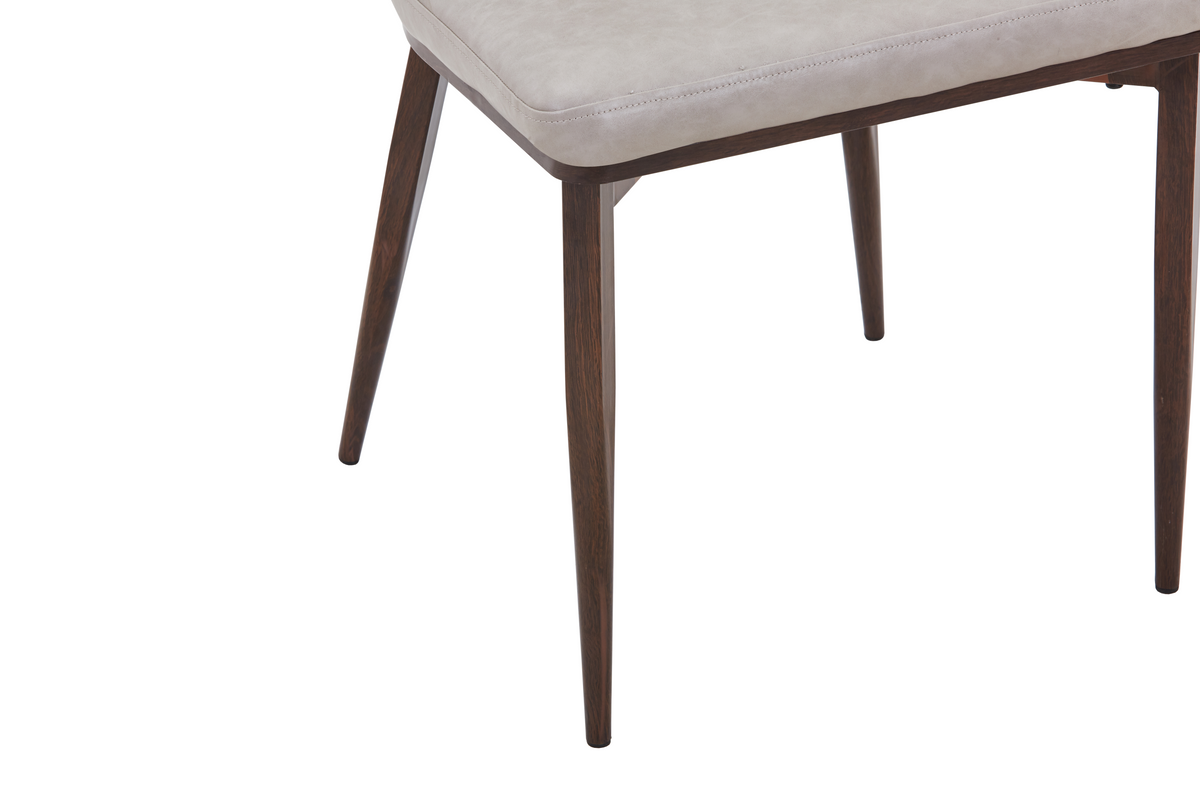 Dilenny Leather Dining Chair with Brown Finish Steel Legs