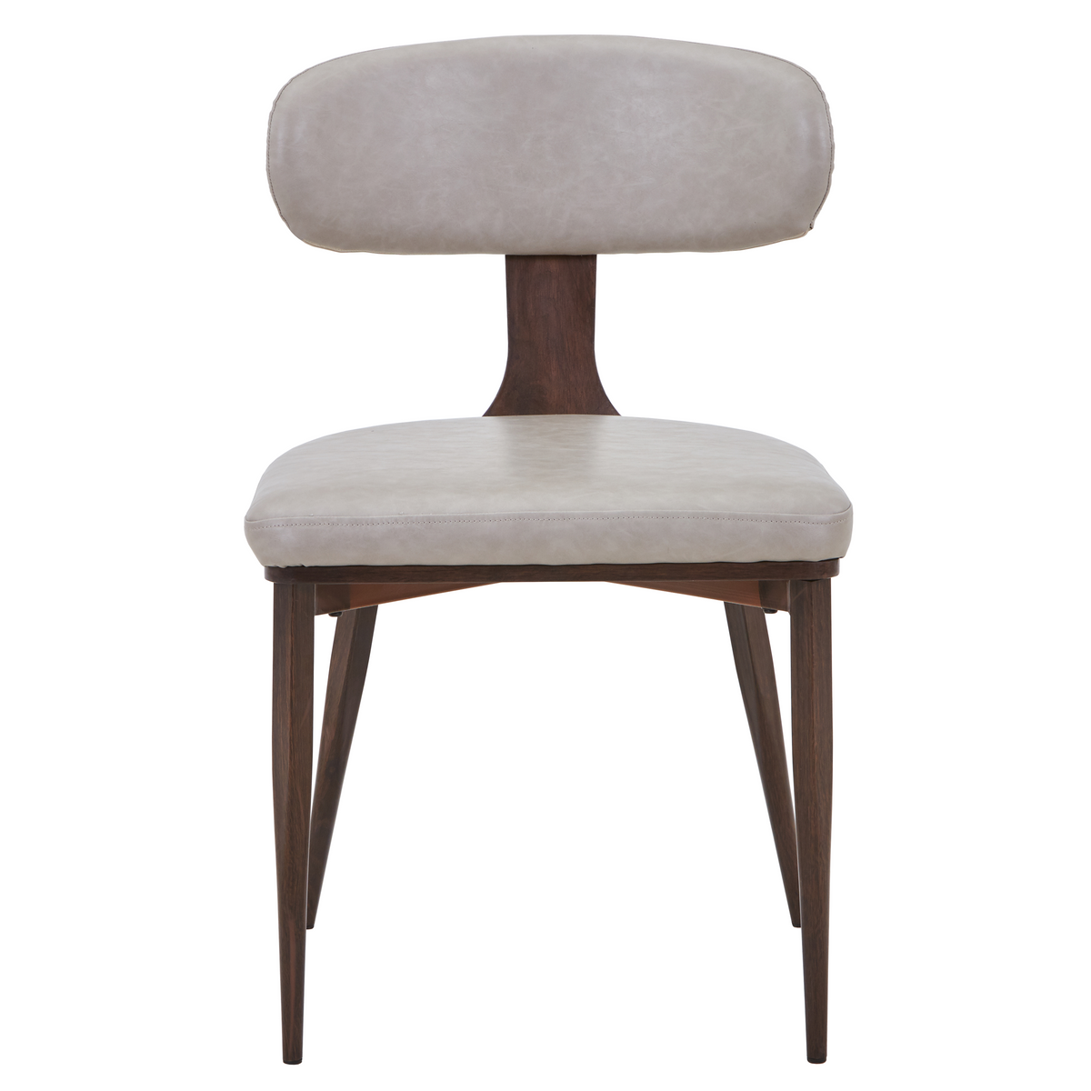 Dilenny Leather Dining Chair with Brown Finish Steel Legs