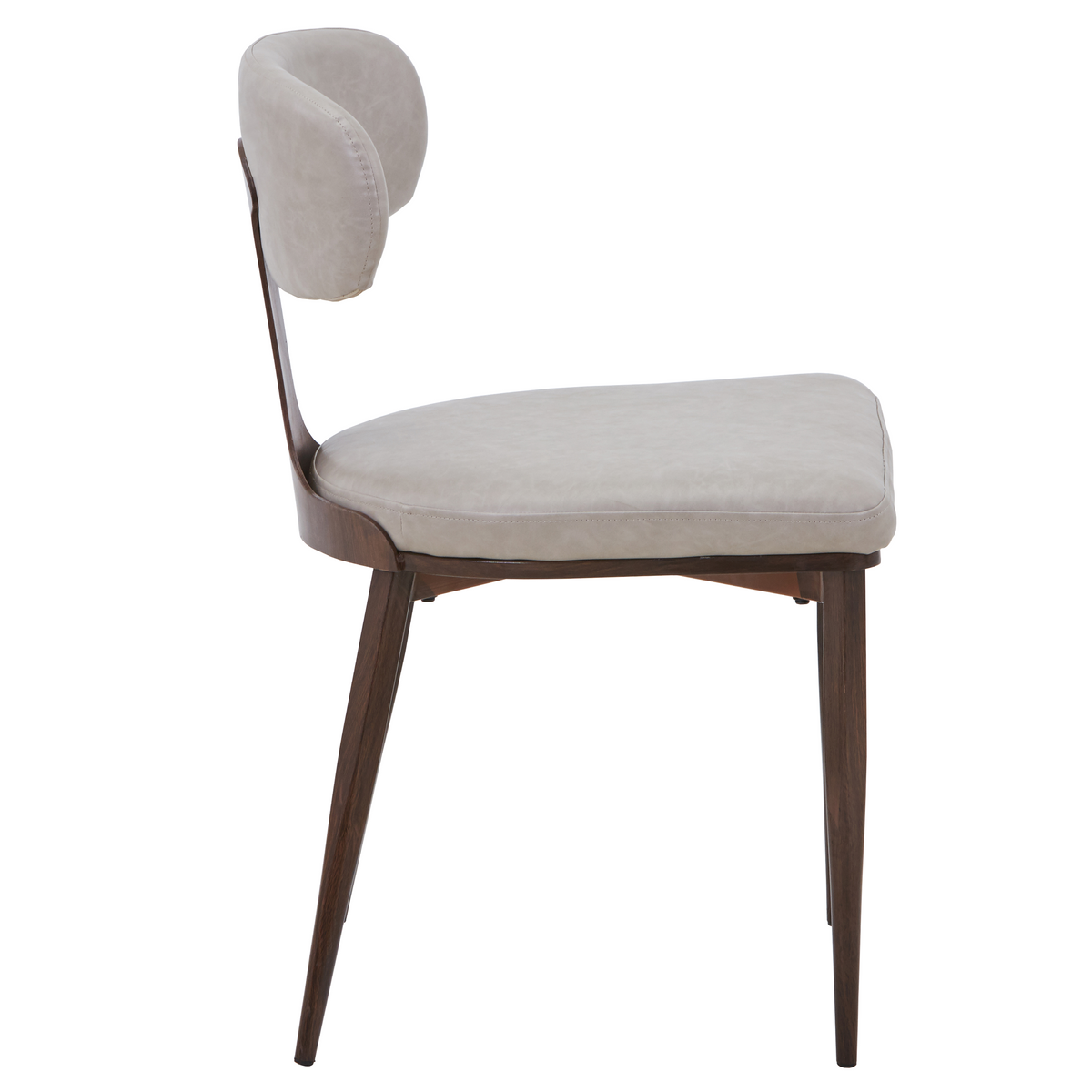 Dilenny Leather Dining Chair with Brown Finish Steel Legs