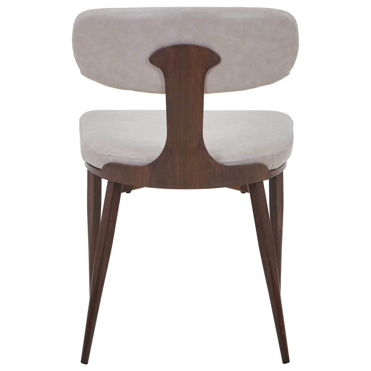 Dilenny Leather Dining Chair with Brown Finish Steel Legs