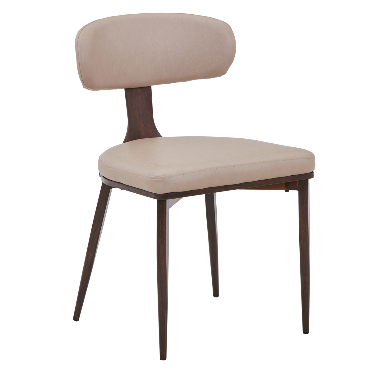 Dilenny Leather Dining Chair with Brown Finish Steel Legs