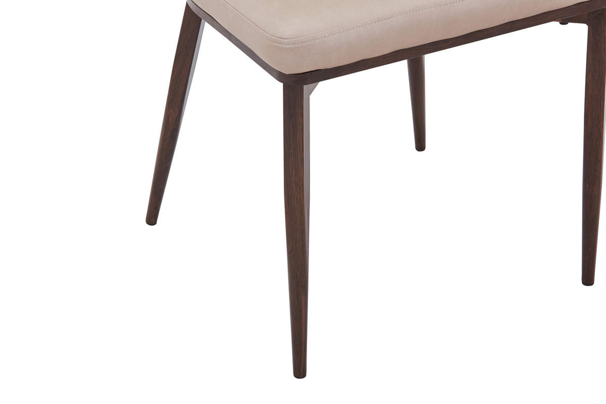 Dilenny Leather Dining Chair with Brown Finish Steel Legs