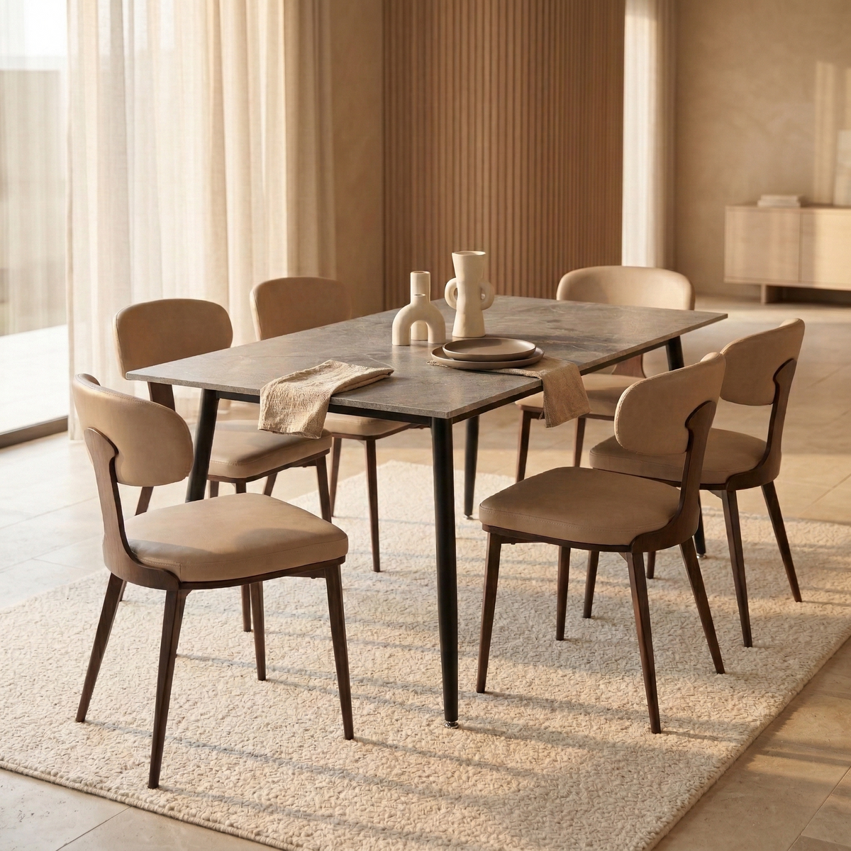 Dilenny Leather Dining Chair with Brown Finish Steel Legs