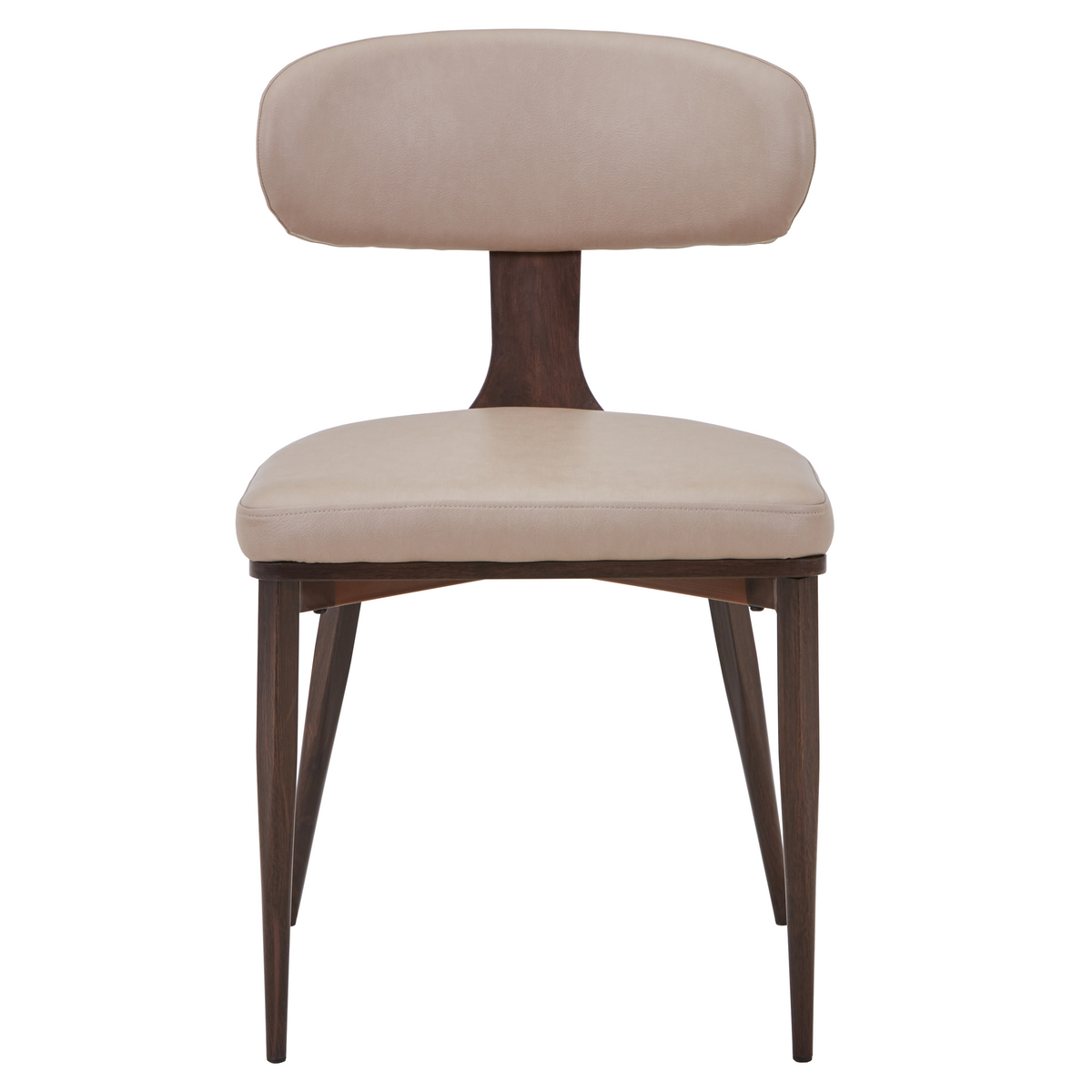 Dilenny Leather Dining Chair with Brown Finish Steel Legs