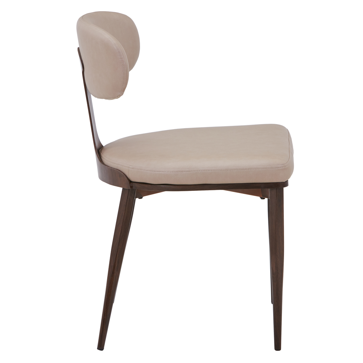 Dilenny Leather Dining Chair with Brown Finish Steel Legs