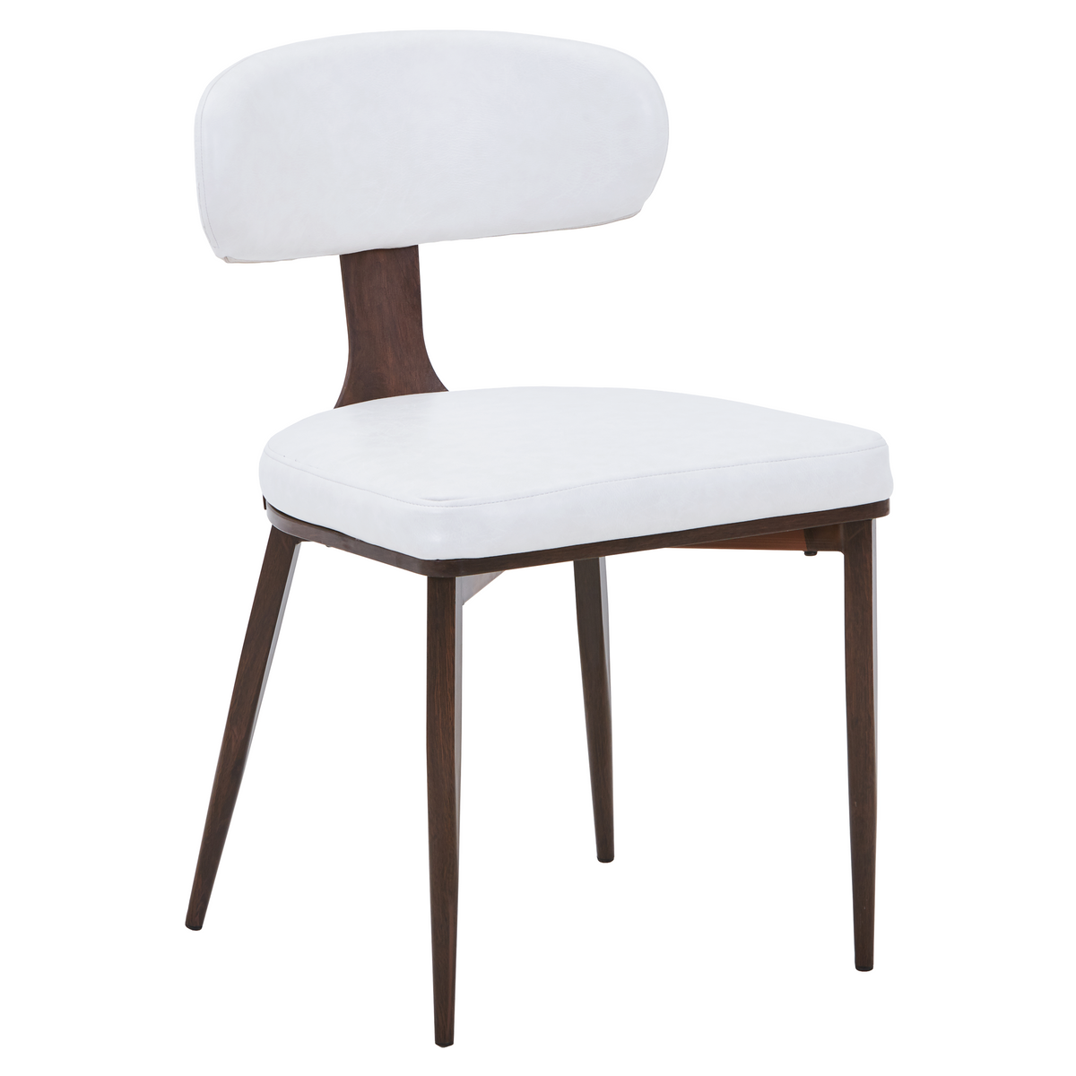 Dilenny Leather Dining Chair with Brown Finish Steel Legs