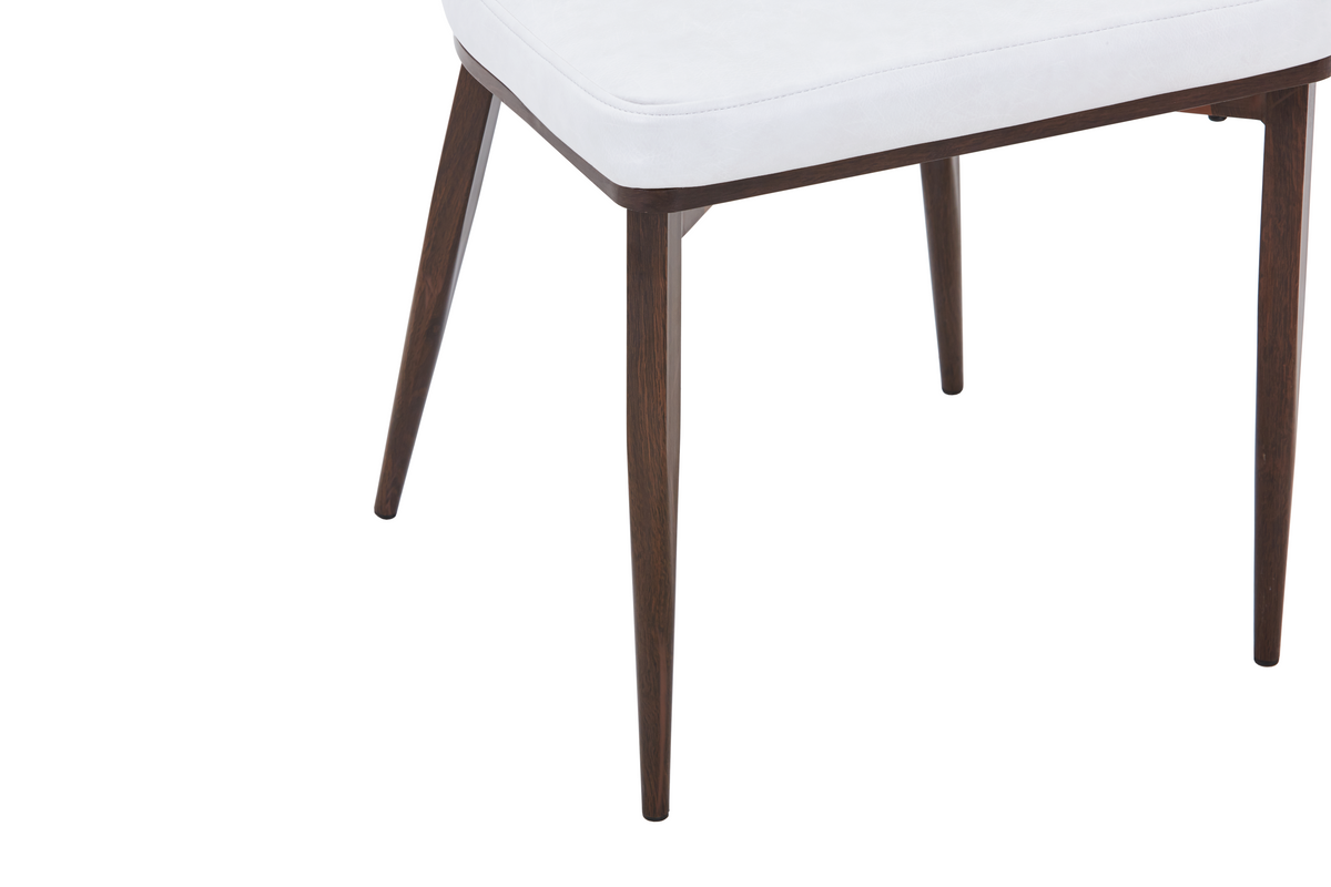 Dilenny Leather Dining Chair with Brown Finish Steel Legs