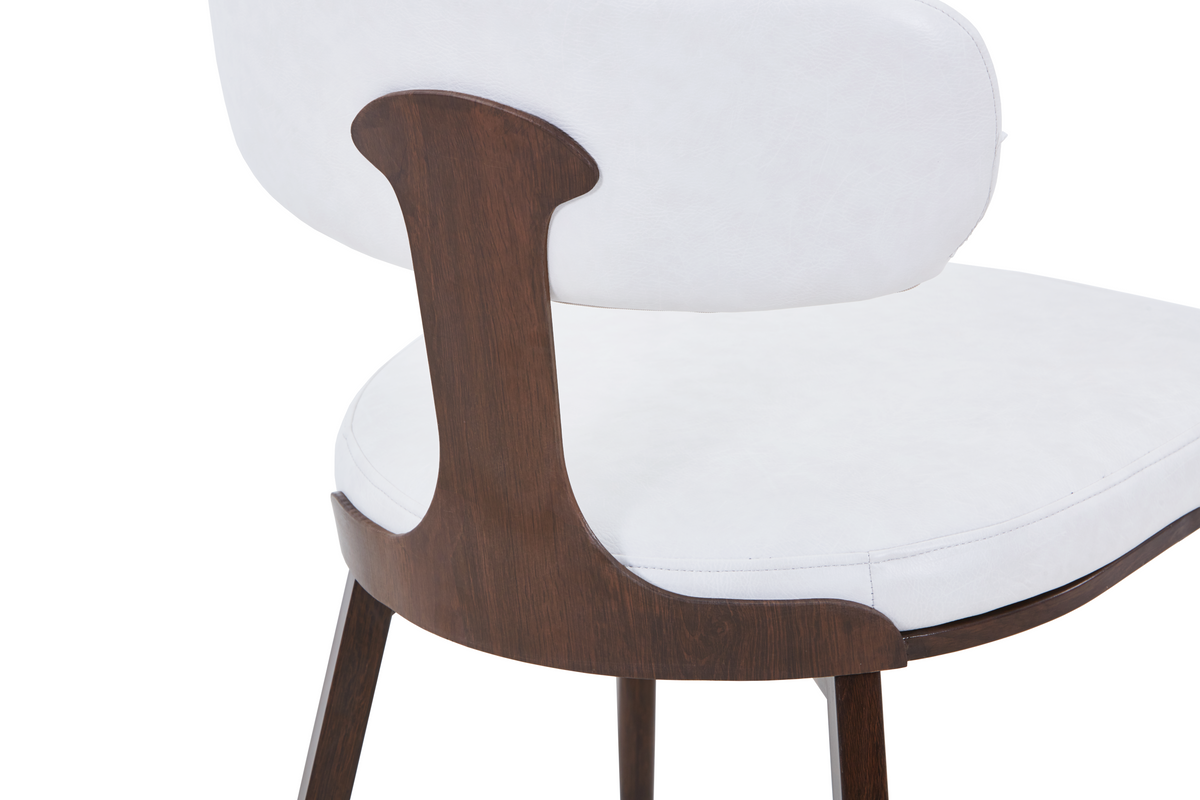 Dilenny Leather Dining Chair with Brown Finish Steel Legs