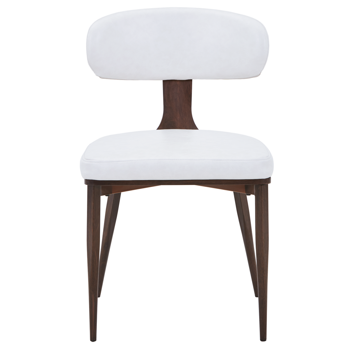 Dilenny Leather Dining Chair with Brown Finish Steel Legs
