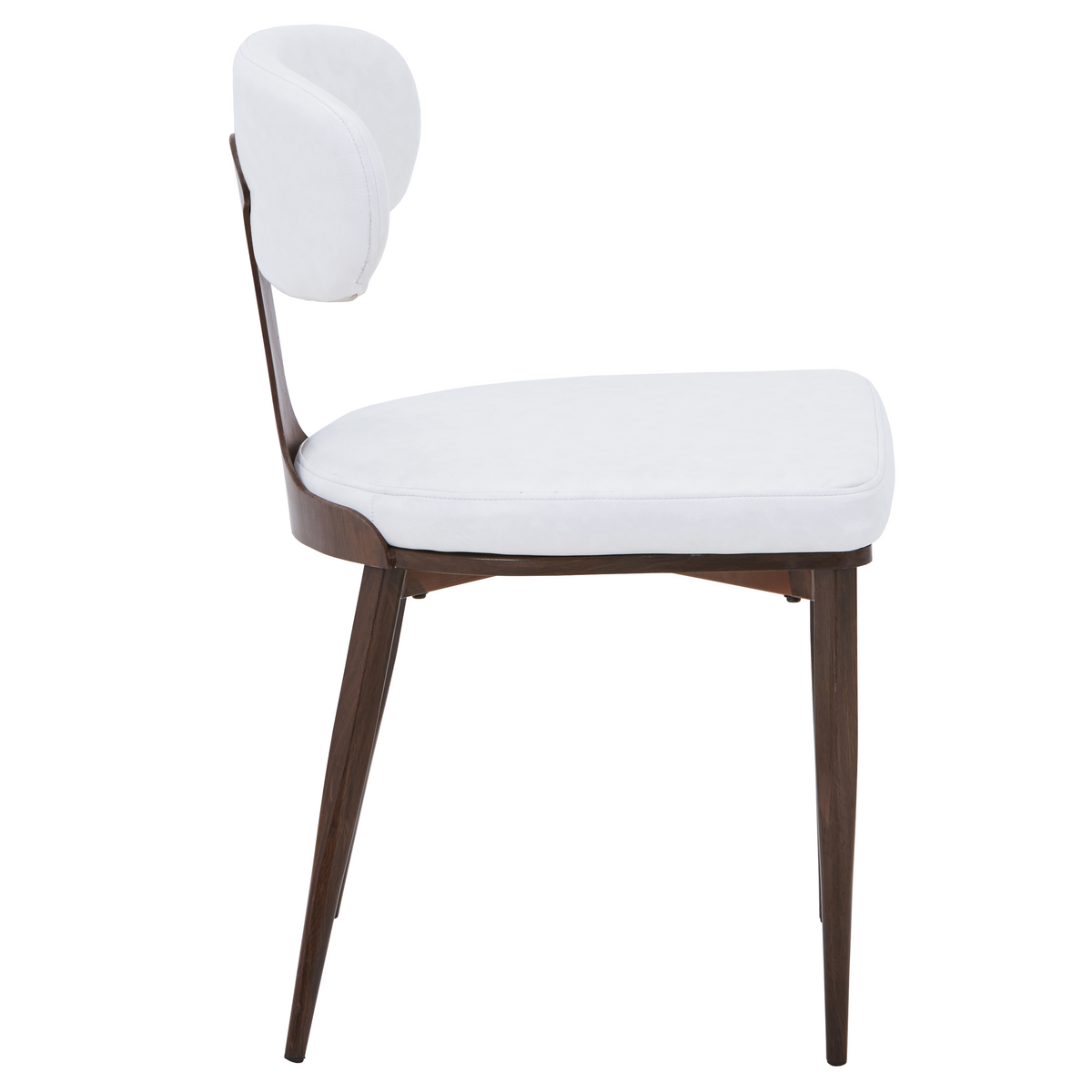 Dilenny Leather Dining Chair with Brown Finish Steel Legs