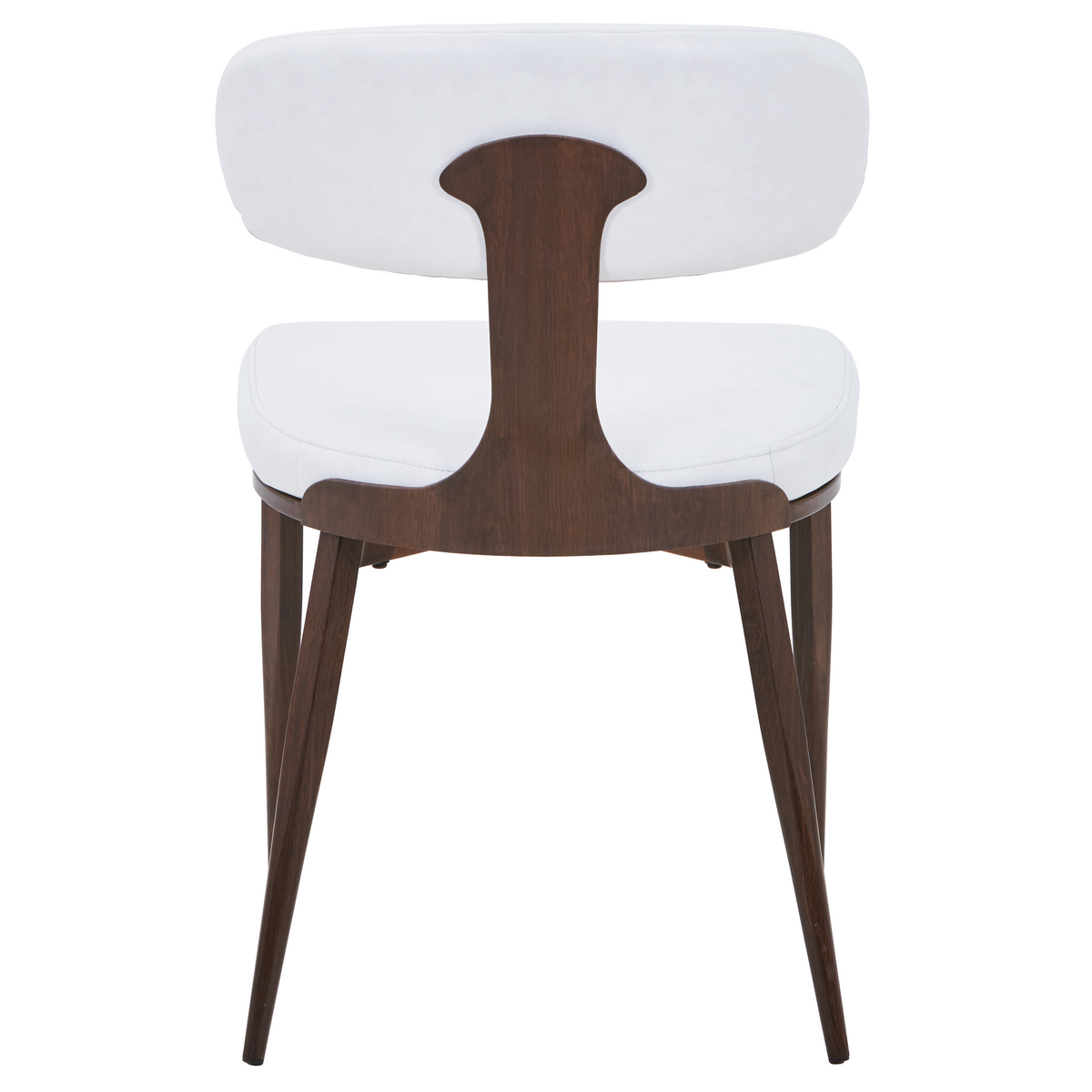 Dilenny Leather Dining Chair with Brown Finish Steel Legs