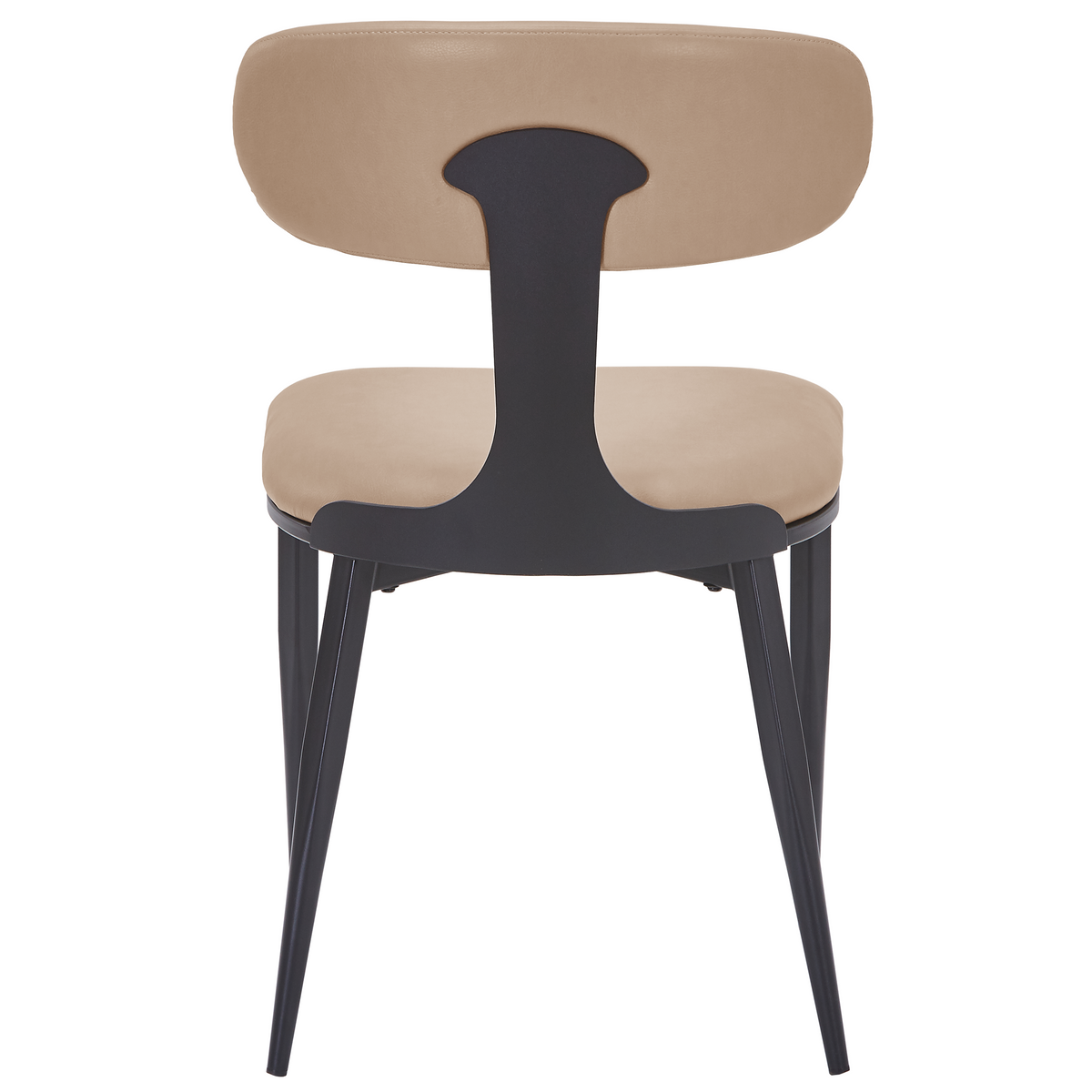 Dilenny Leather Dining Chair with Black Finish Steel Legs