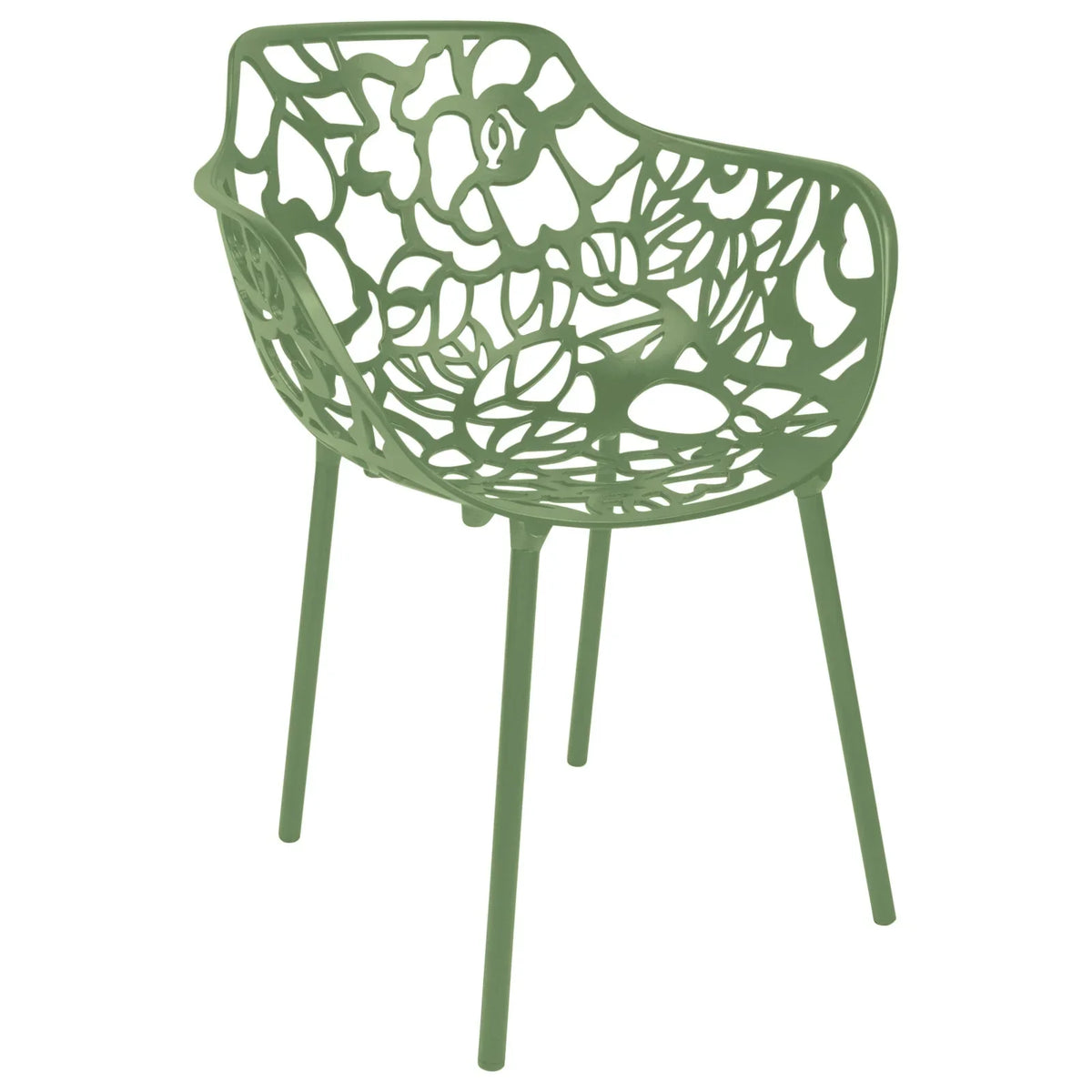 Devon Stackable Aluminum Outdoor Dining Armchairs with Flower Design - Elax Furniture