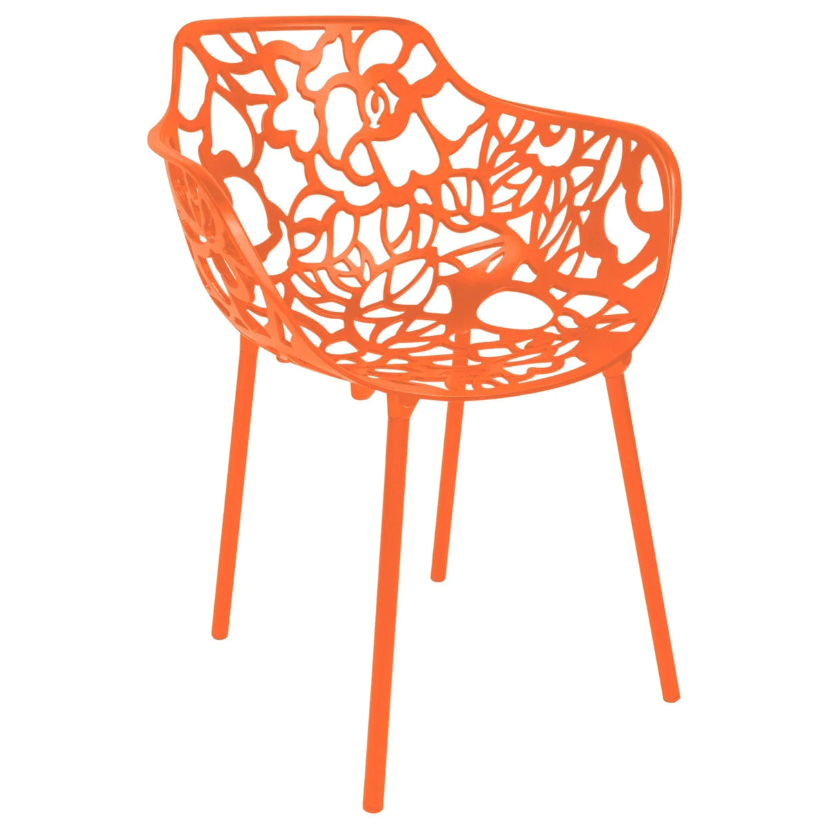 Devon Stackable Aluminum Outdoor Dining Armchairs with Flower Design - Elax Furniture