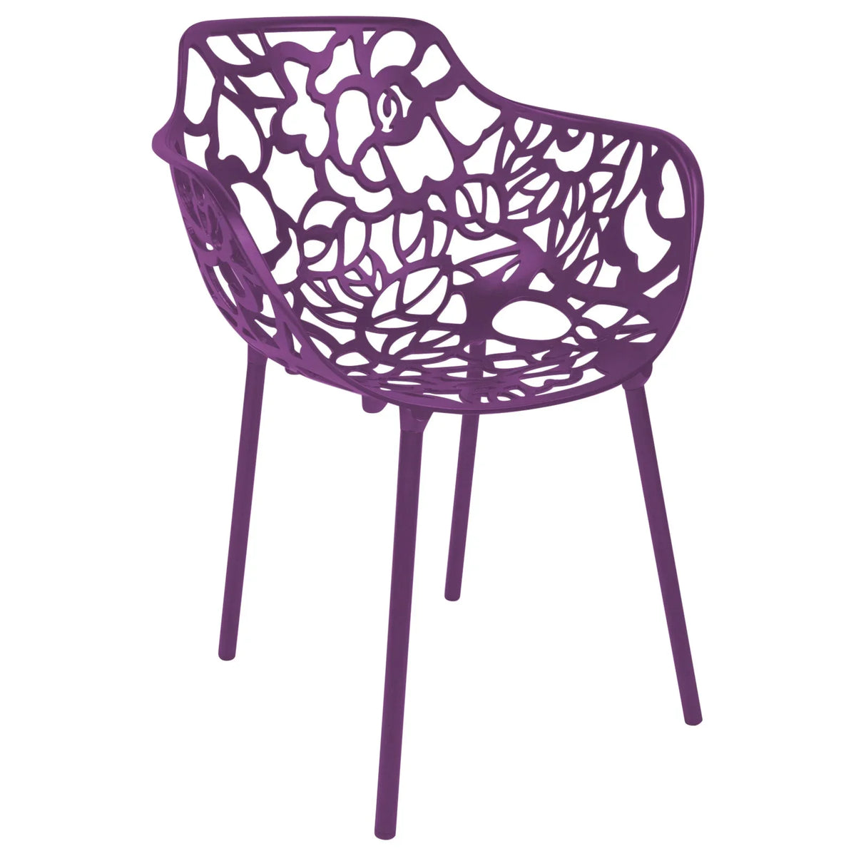 Devon Stackable Aluminum Outdoor Dining Armchairs with Flower Design - Elax Furniture