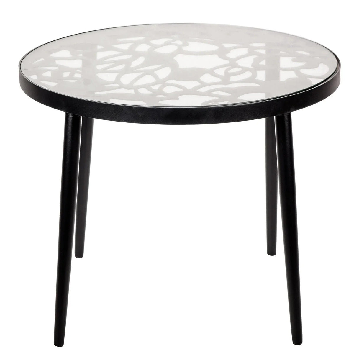 Devon 3-Piece Patio Dining Set: Aluminum Table with Glass Top & 2 Flower Arm Chairs - Elax Furniture