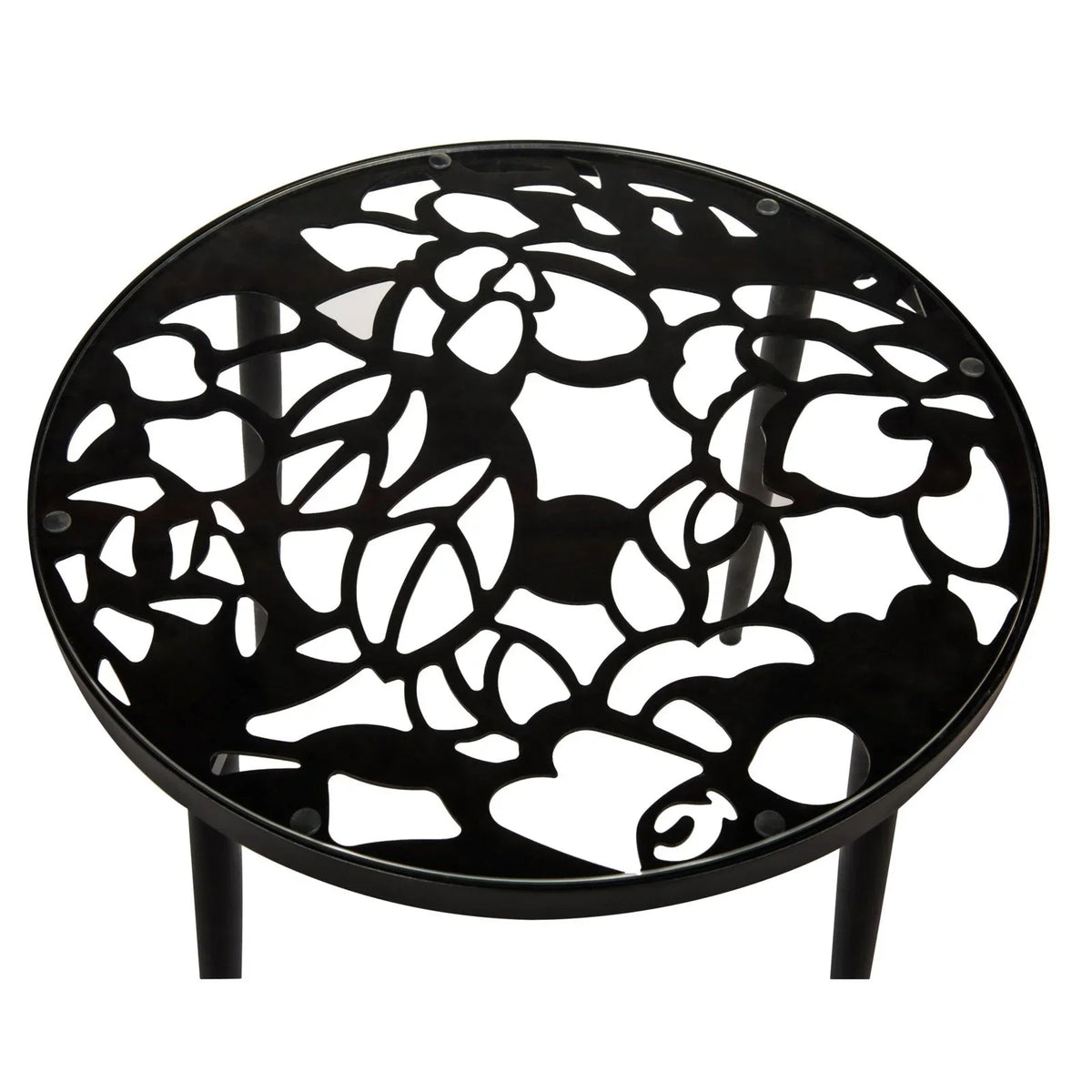 Devon 3-Piece Patio Dining Set: Aluminum Table with Glass Top & 2 Stackable Flower Chairs - Elax Furniture