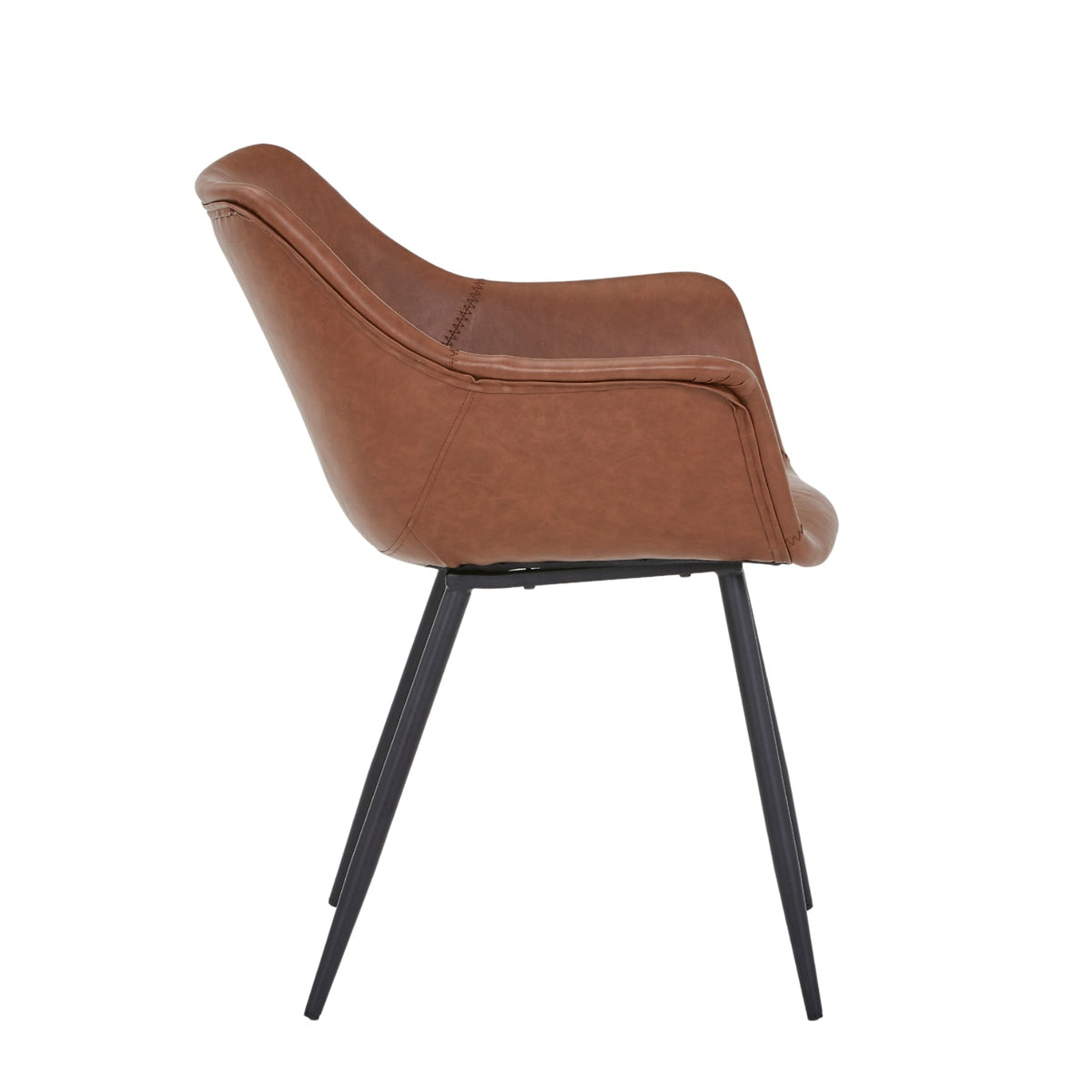 Markley Leather Dining Chair with Powder-Coated Iron Legs