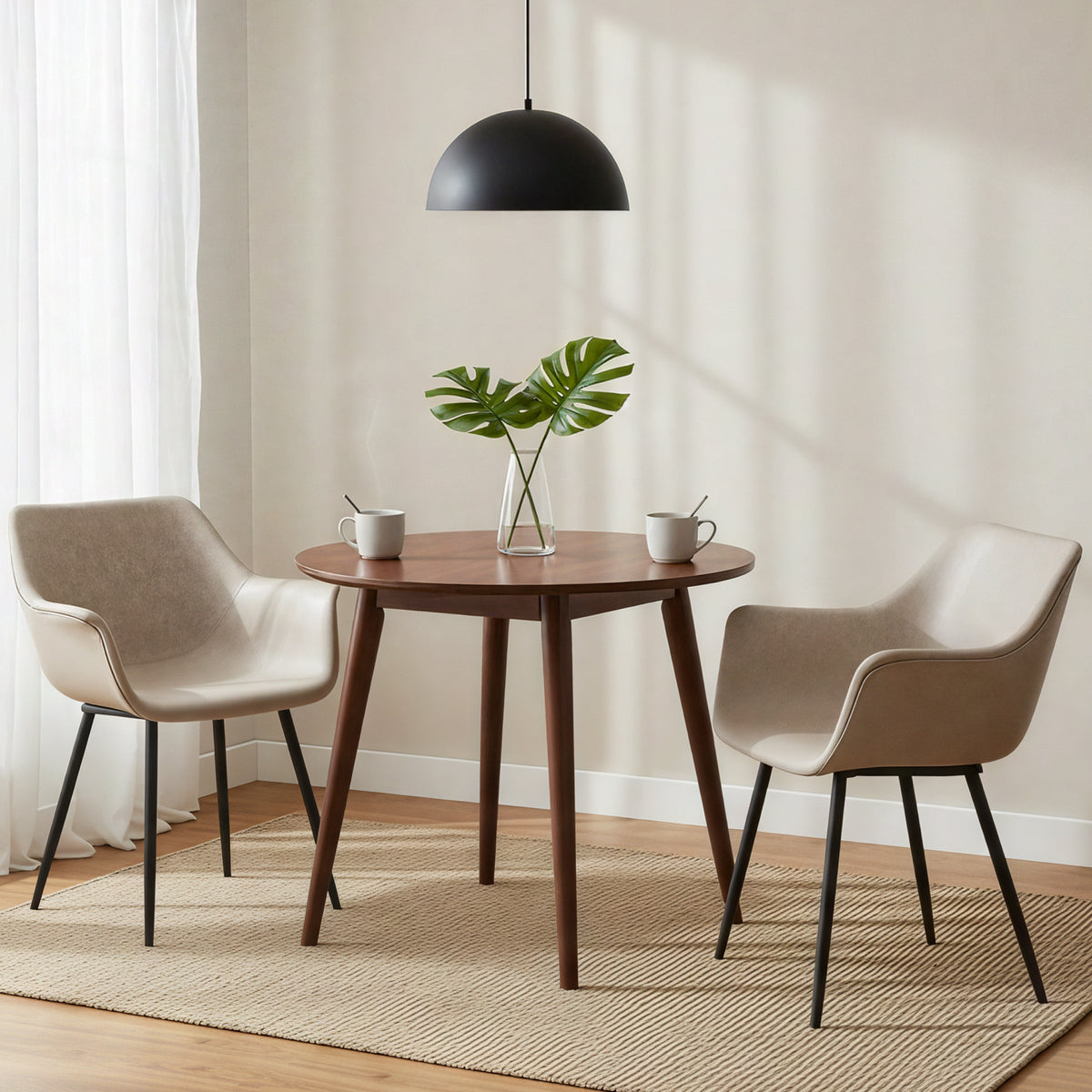 Markley Leather Dining Chair with Powder-Coated Iron Legs