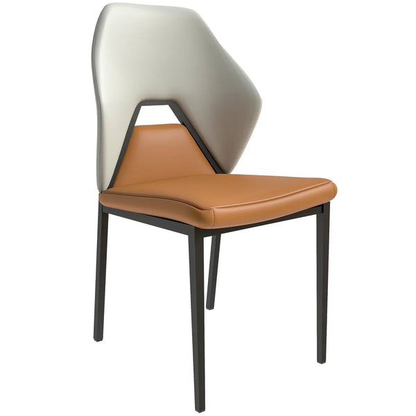 ECLAT Dining Chair with Upholstered Leather Seat and Back in Black Iron - Elax Furniture