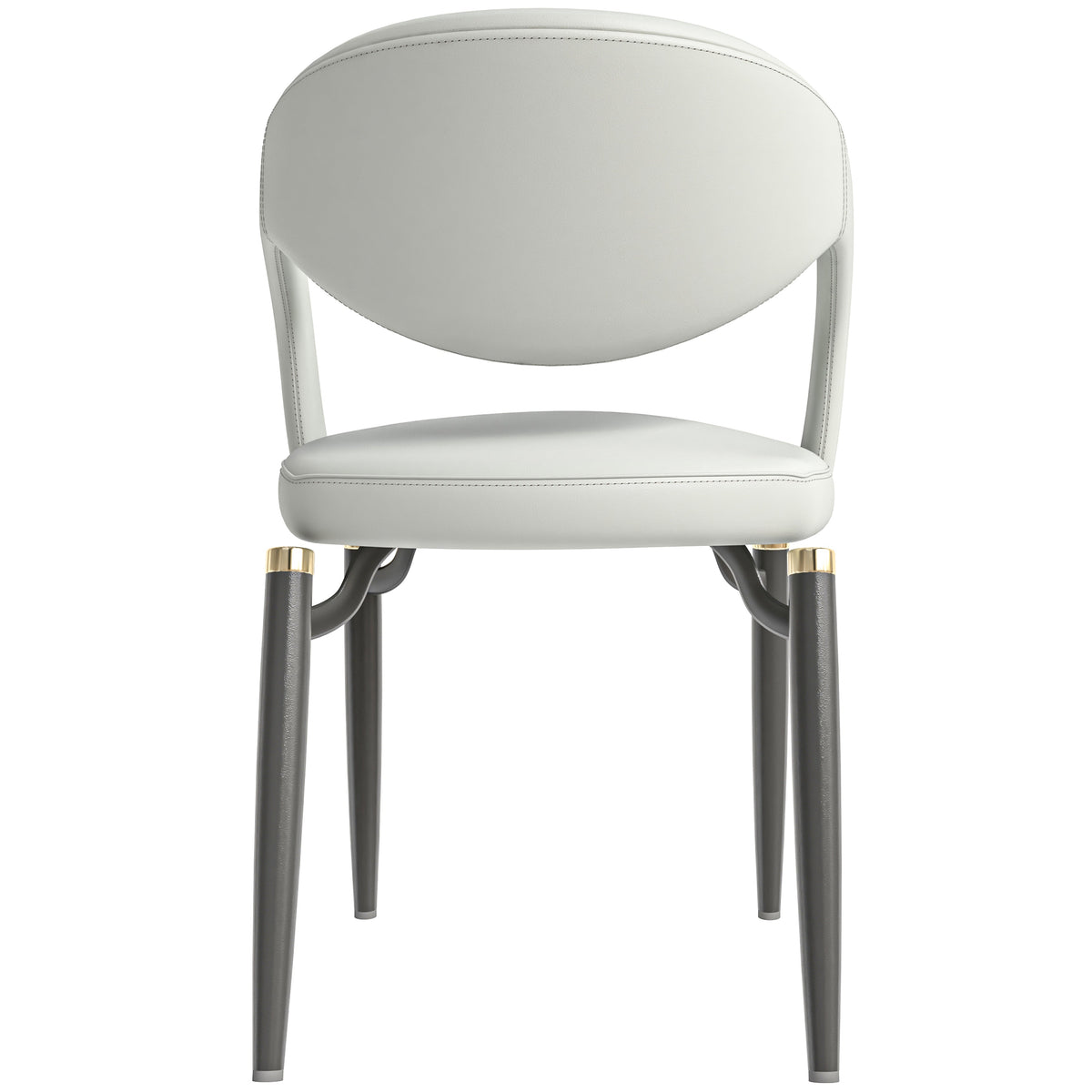 Entice Leather Dining Chair with Curved Open Back and Iron Legs