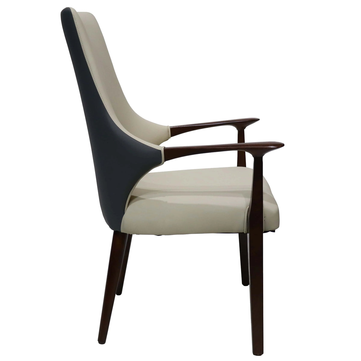 Elm Collection Modern Wooden Dining Arm Chair Upholstered Seat in Lather with Ash Wood Base - Elax Furniture