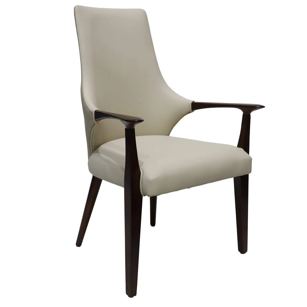 Elm Collection Modern Wooden Dining Arm Chair Upholstered Seat in Lather with Ash Wood Base - Elax Furniture