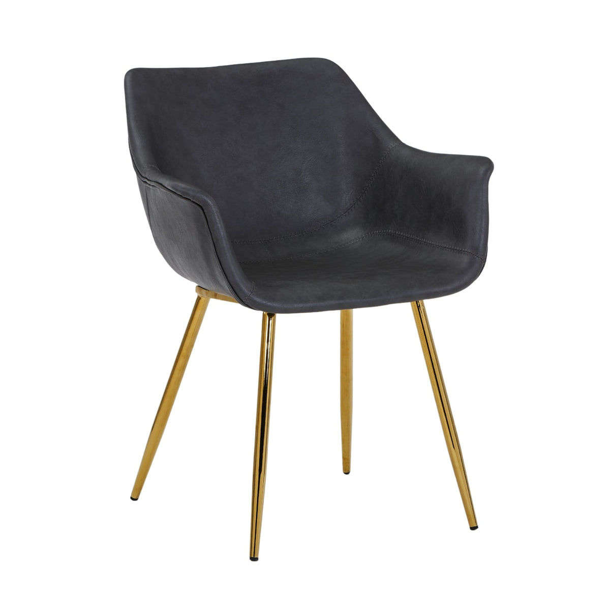 Markley Leather Dining Chair with Powder-Coated Iron Legs