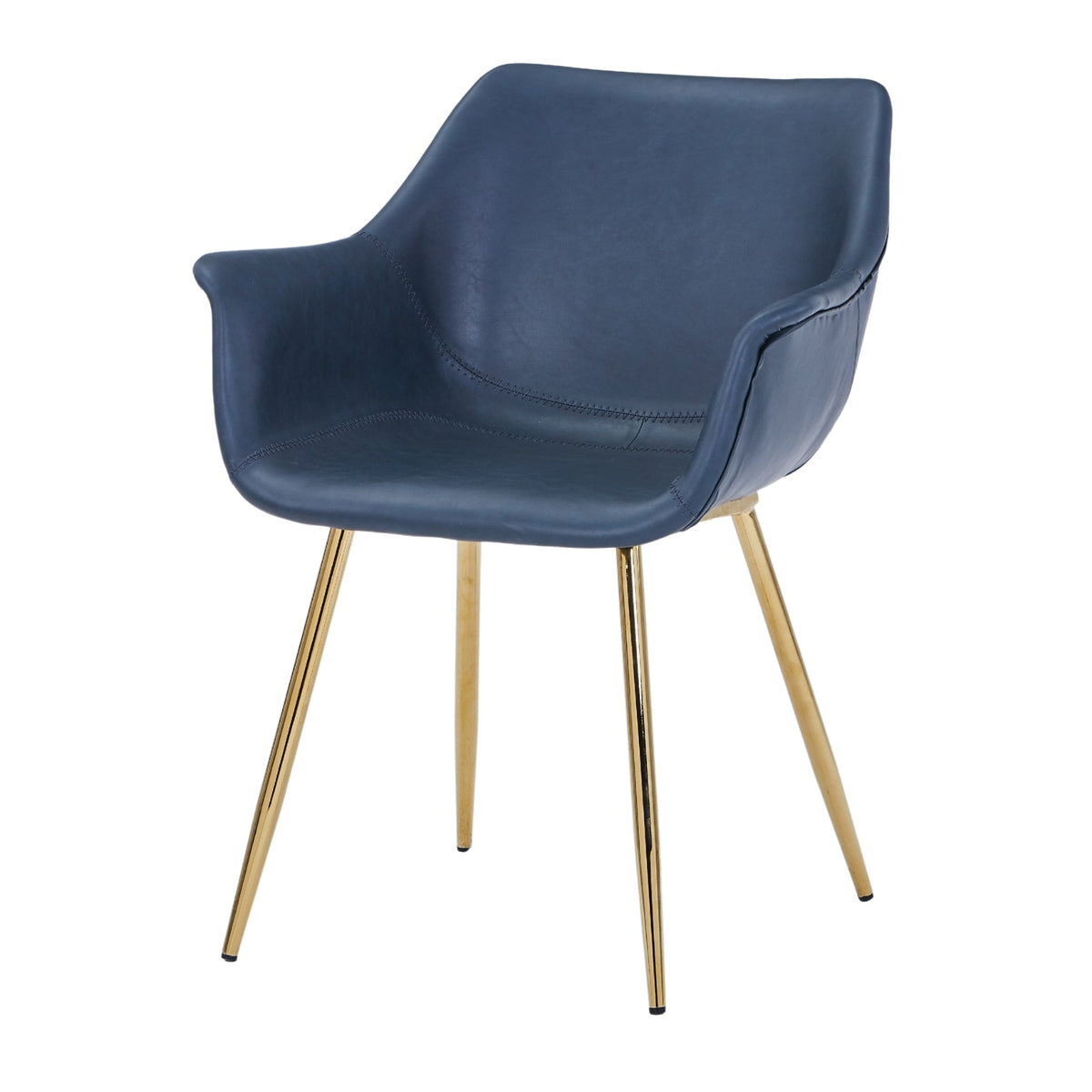 Markley Leather Dining Chair with Powder-Coated Iron Legs