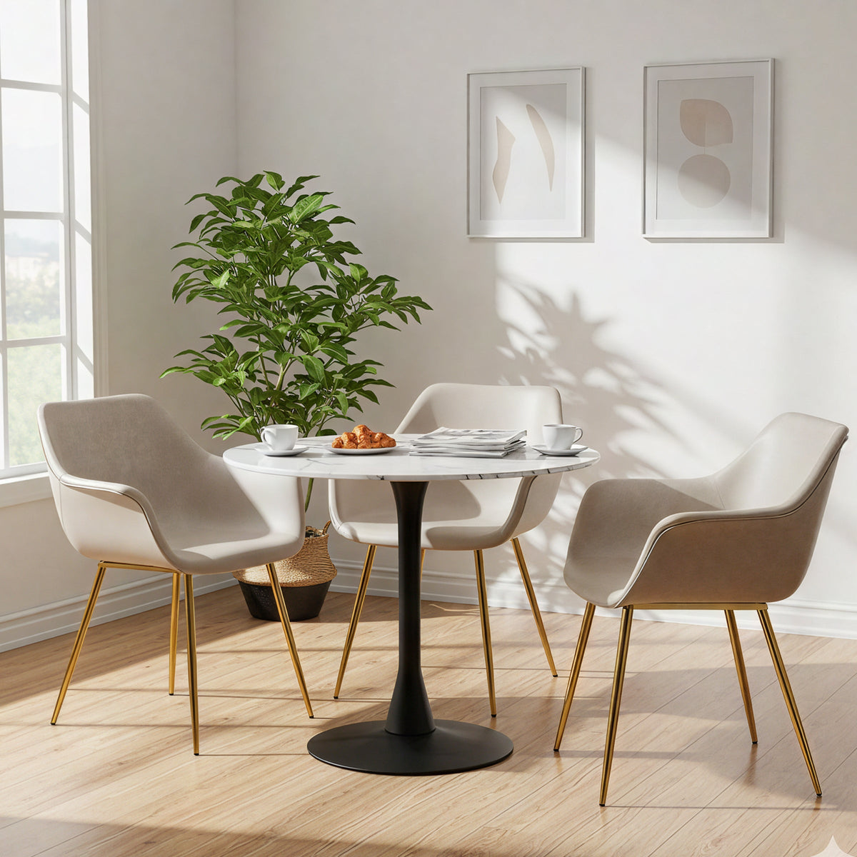 Markley Leather Dining Chair with Powder-Coated Iron Legs