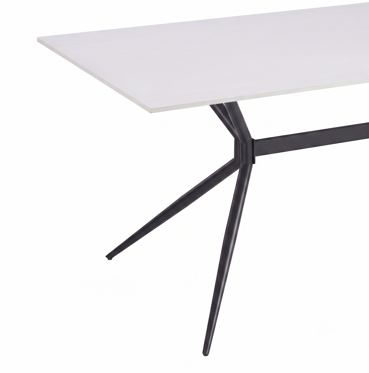Elega Rectangular Dining Table with Sintered Stone Top and Black Steel Base