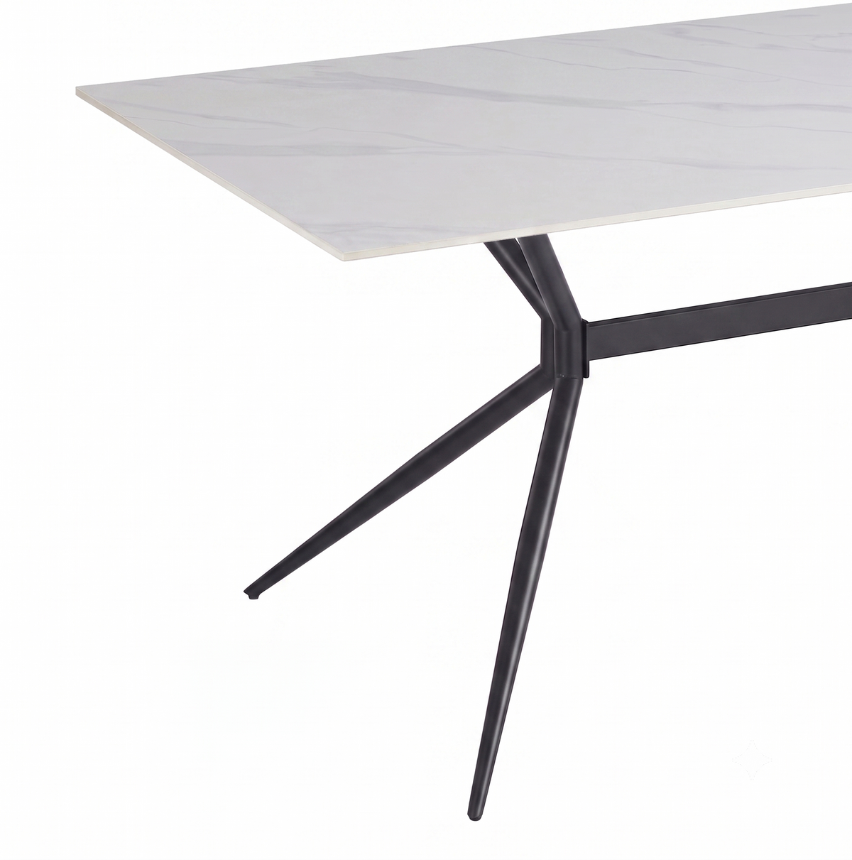 Elega Rectangular Dining Table with Sintered Stone Top and Black Steel Base