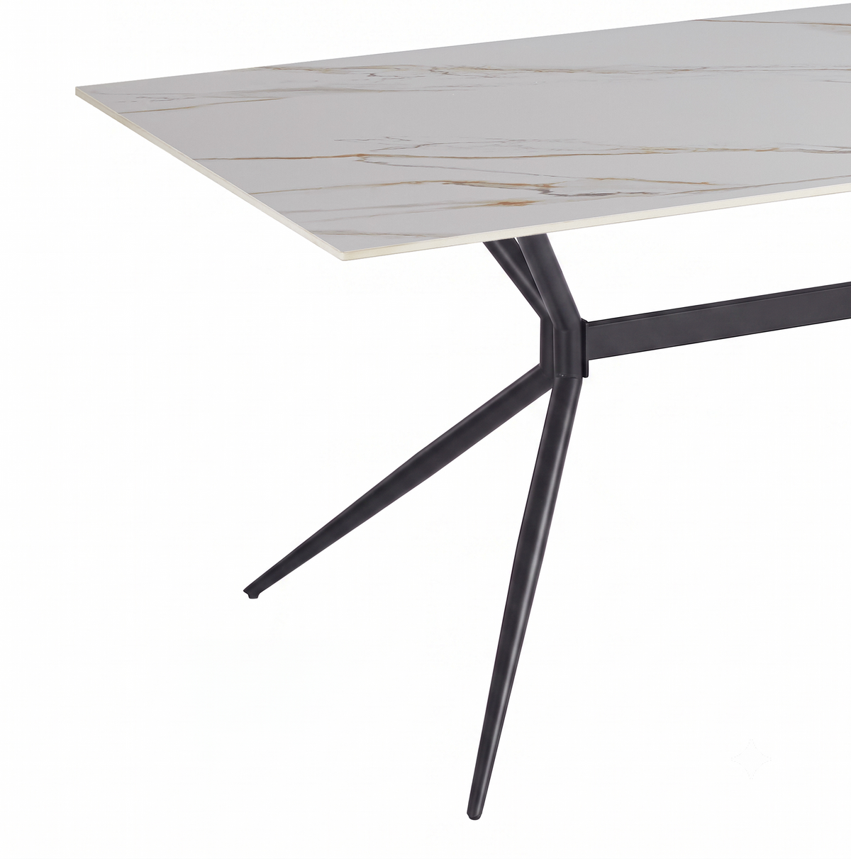 Elega Rectangular Dining Table with Sintered Stone Top and Black Steel Base