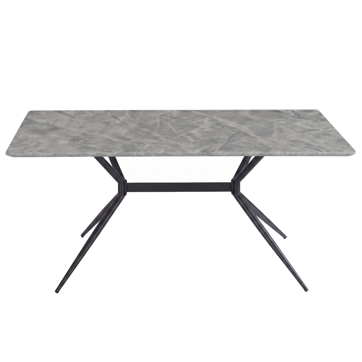 Elega Rectangular Dining Table with Sintered Stone Top and Black Steel Base