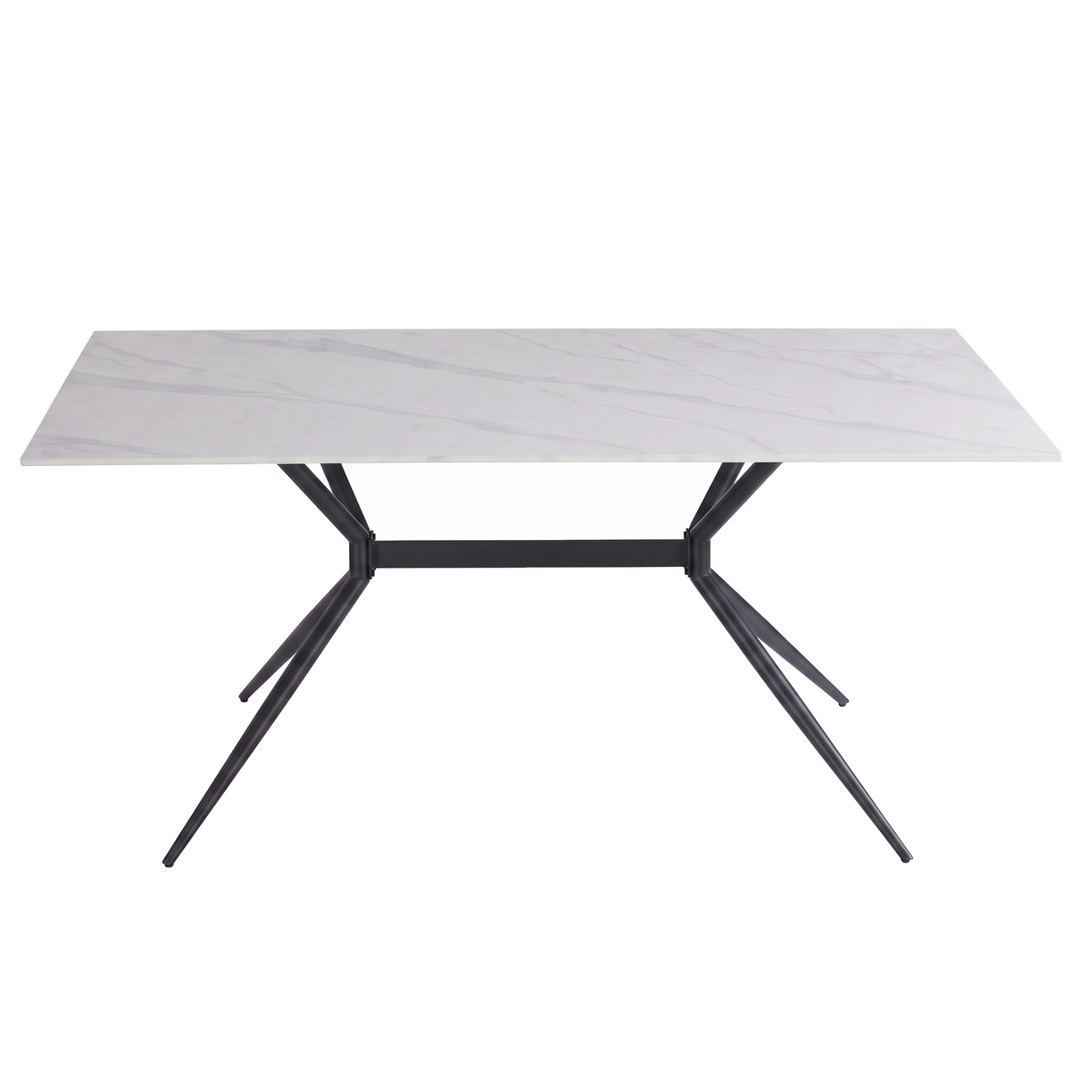 Elega Rectangular Dining Table with Sintered Stone Top and Black Steel Base
