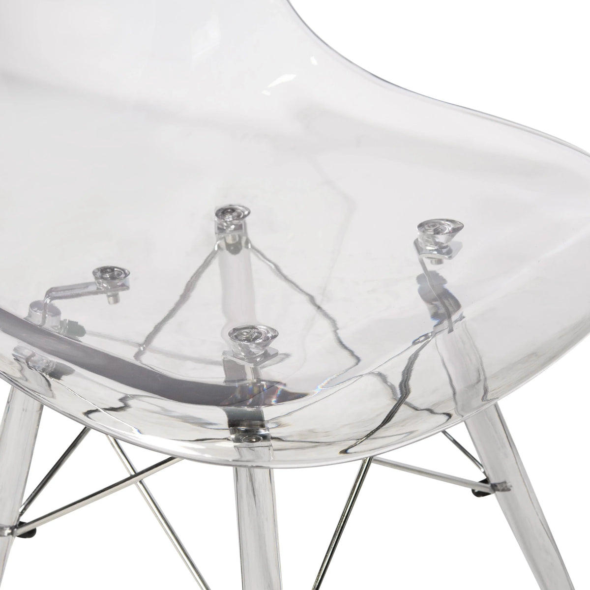 Cresco Modern Dining Side Chair in Curved Back Design with Multiple Base Options: Wood, Acrylic, Chrome & Gold Eiffel Design - Elax Furniture