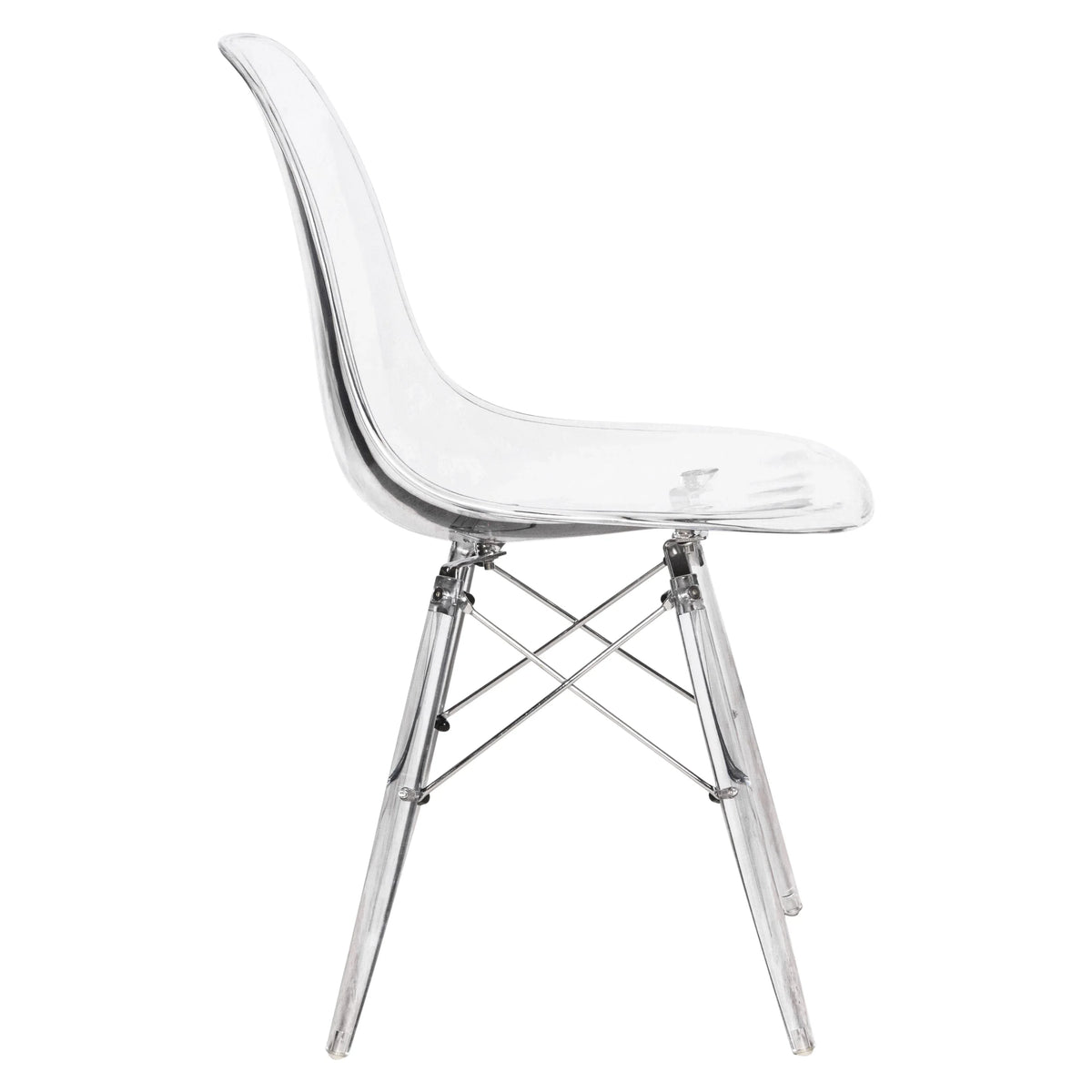 Cresco Modern Dining Side Chair in Curved Back Design with Multiple Base Options: Wood, Acrylic, Chrome & Gold Eiffel Design - Elax Furniture