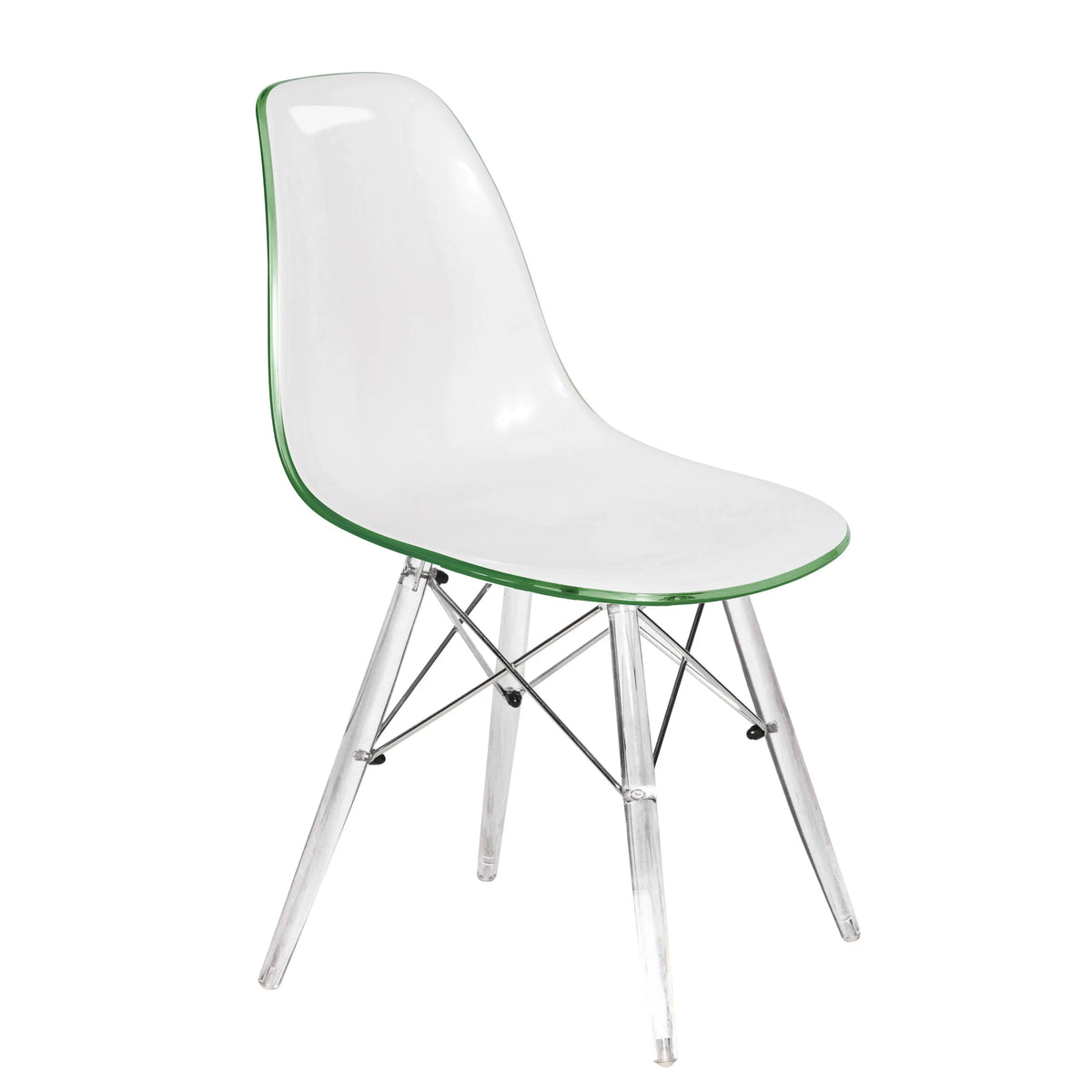 Cresco Modern Dining Side Chair in Curved Back Design with Multiple Base Options: Wood, Acrylic, Chrome & Gold Eiffel Design - Elax Furniture