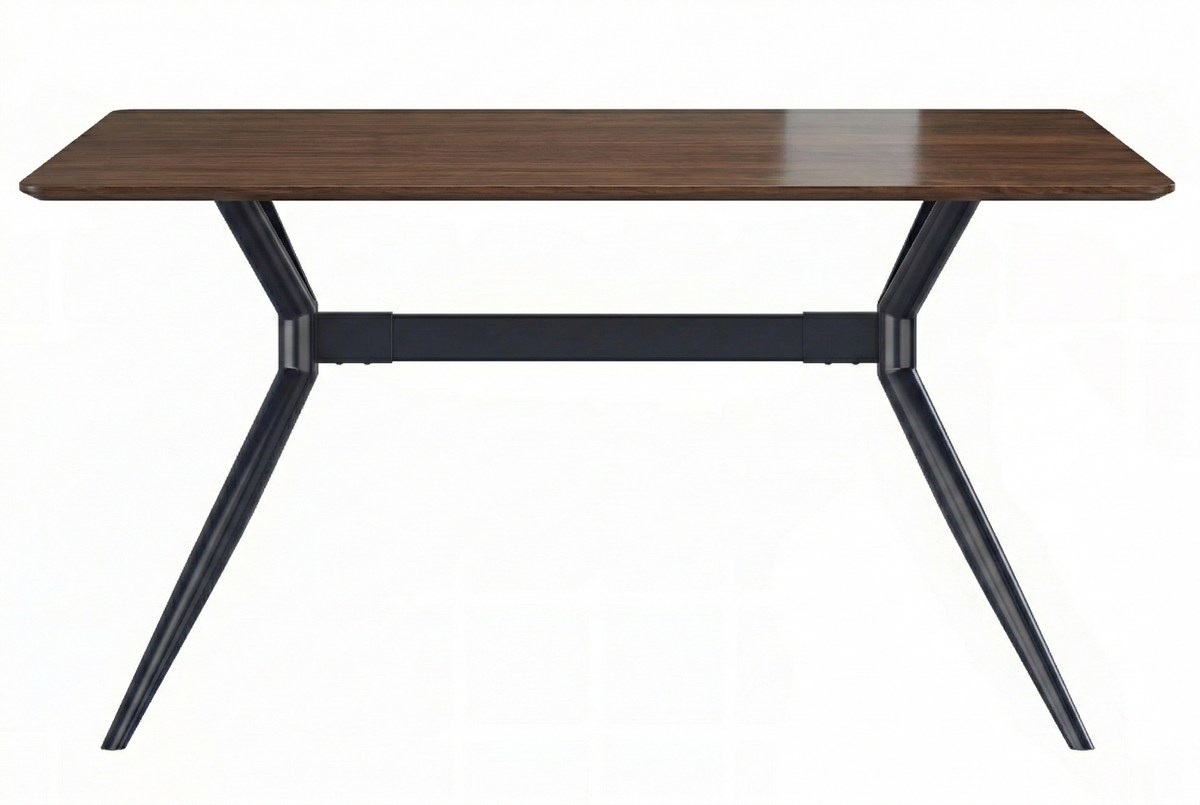 Elega Rectangular Dining Table with Sintered Stone/Glass Rectangular Top and Black Stainless Steel Base
