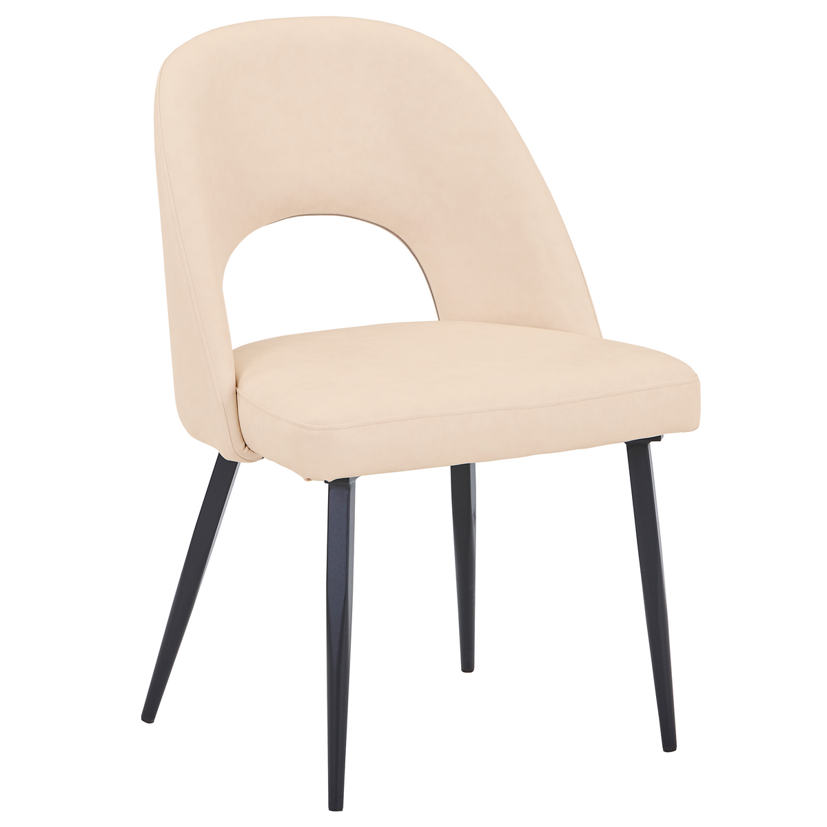 Fest Leather Dining Chairs Curved Open-Back Design with Black Steel Legs