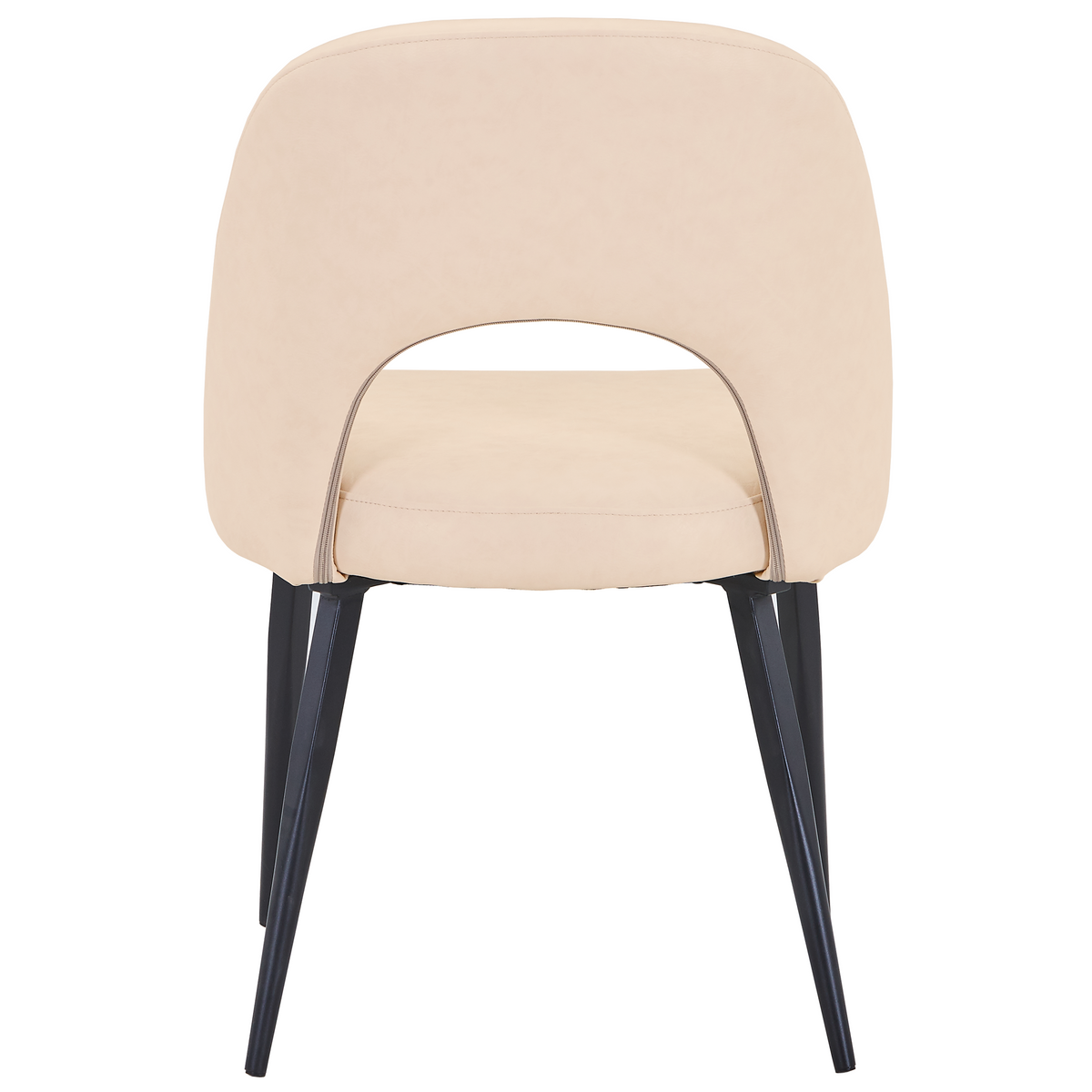 Fest Leather Dining Chairs Curved Open-Back Design with Black Steel Legs