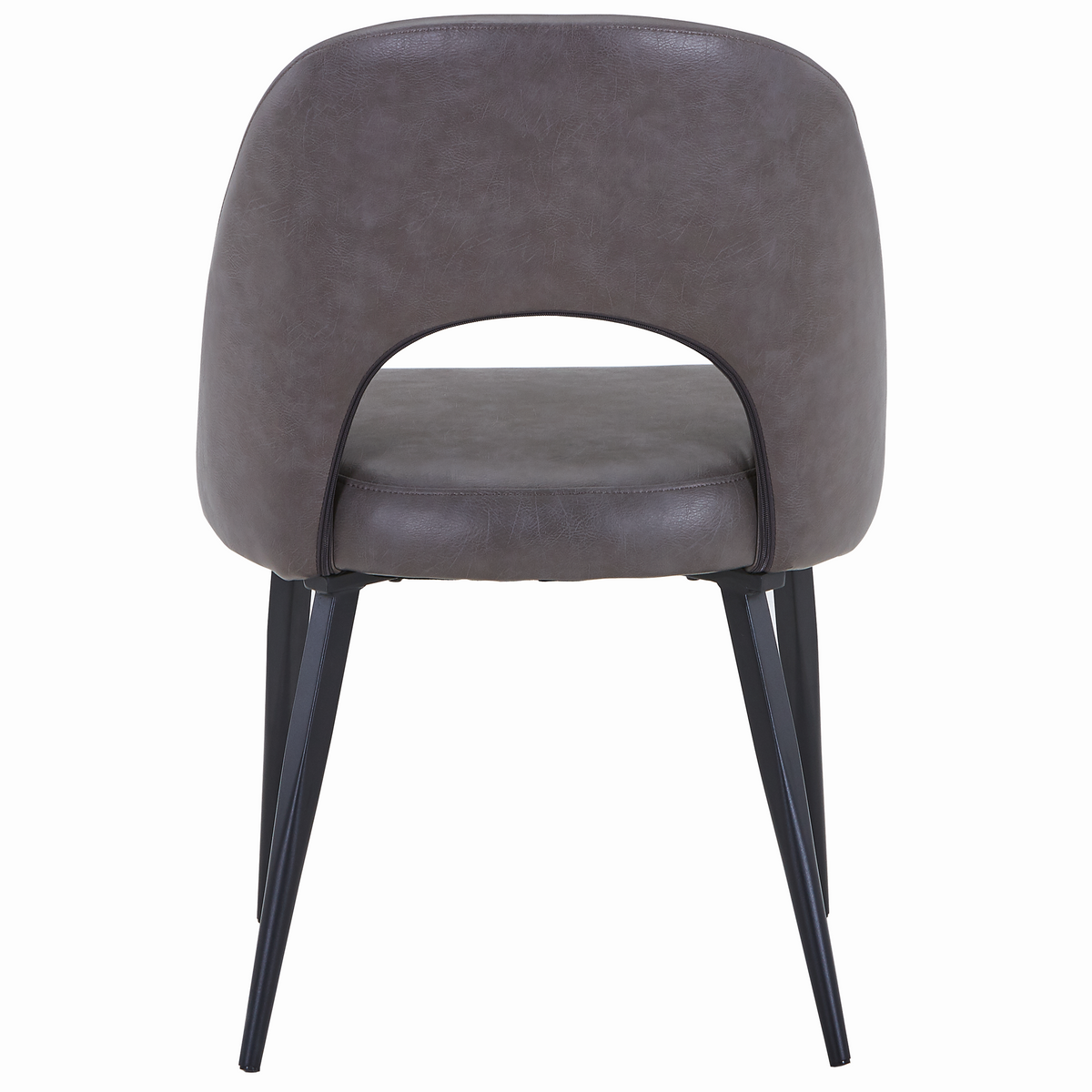Fest Leather Dining Chairs Curved Open-Back Design with Black Steel Legs