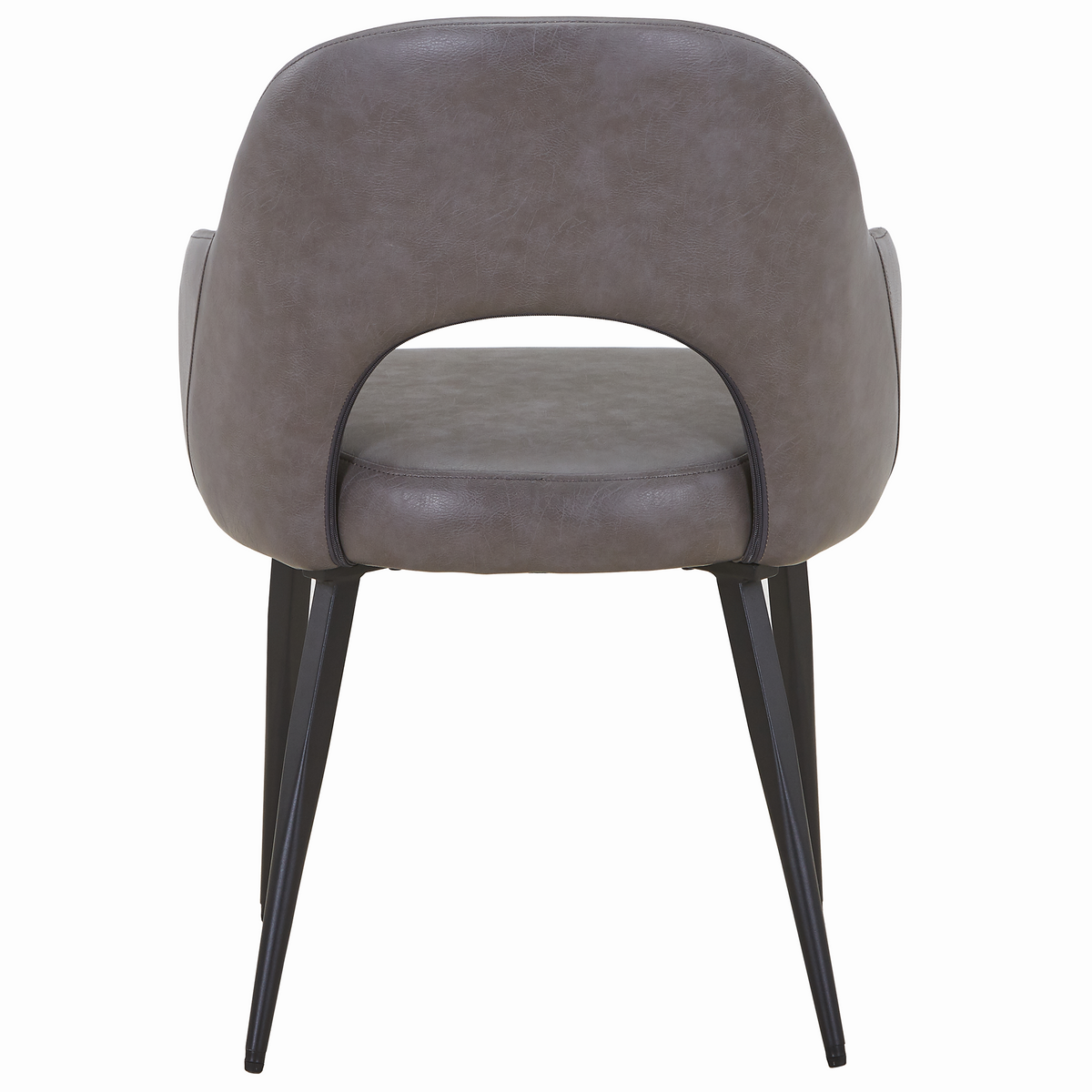 Fest Leather Dining Chairs Curved Open-Back Design with Black Steel Legs