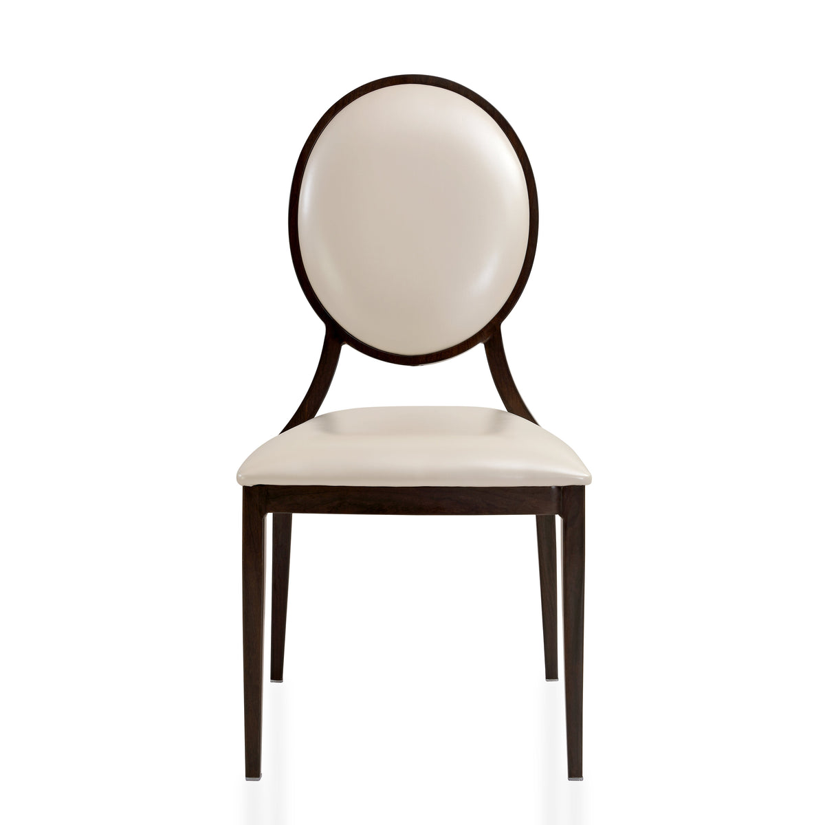 Flaco Leather Dining Chair with Aluminum Frame in Walnut Finish