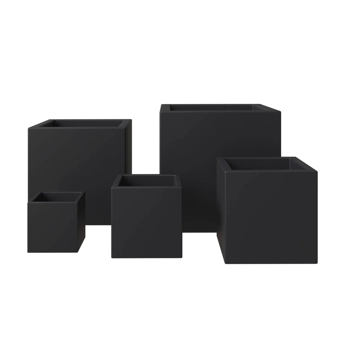 Fern 5-Piece Modern Fiberstone and MGO Clay Square Planter Set for Indoor and Outdoor - Elax Furniture