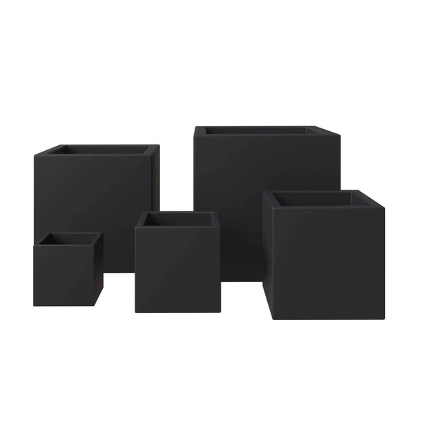 Fern 5-Piece Modern Fiberstone and MGO Clay Square Planter Set for Indoor and Outdoor - Elax Furniture