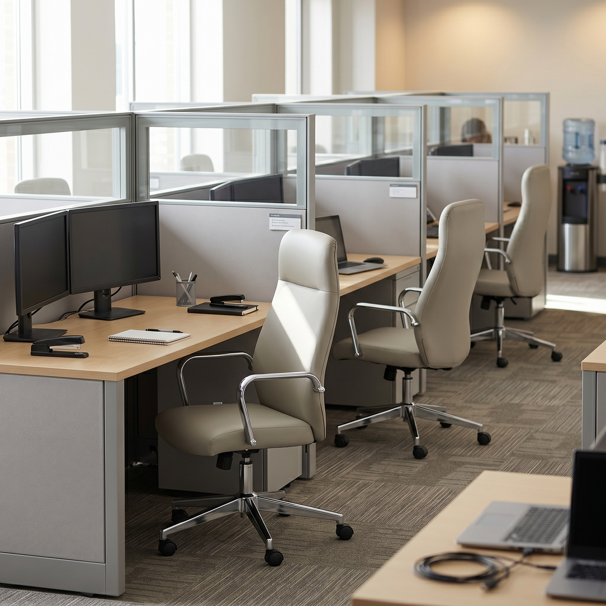Flux Office Chair in Leather Adjustable Height and Tilt with an Iron Frame