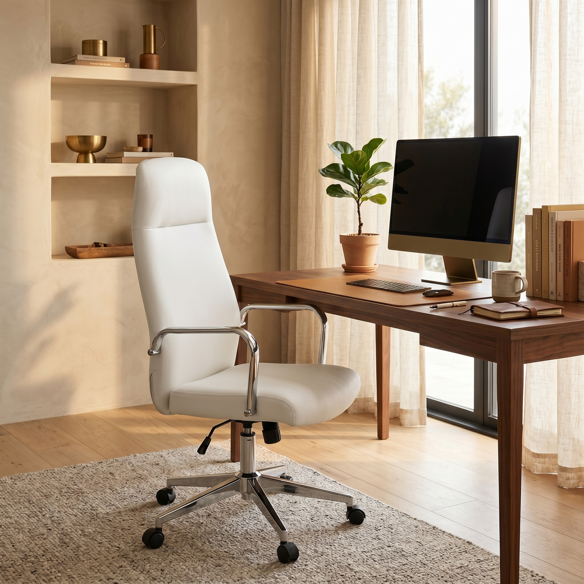 Flux Office Chair in Leather Adjustable Height and Tilt with an Iron Frame