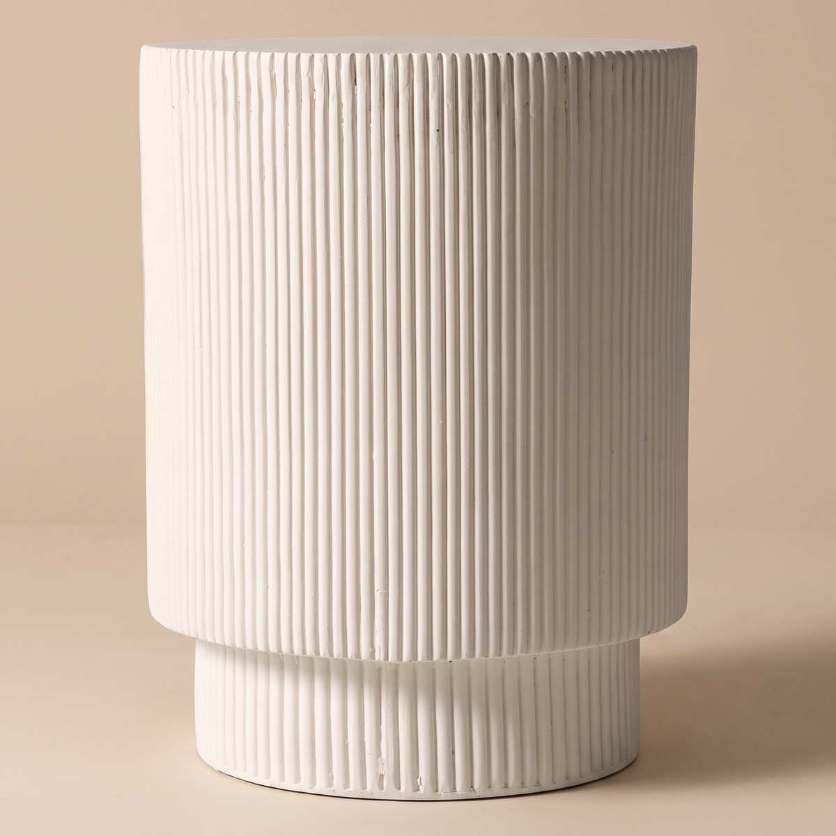 Eden Series Side Table in Fiberstone Round Accent Table for Home, Living Room, Indoor, and Outdoor